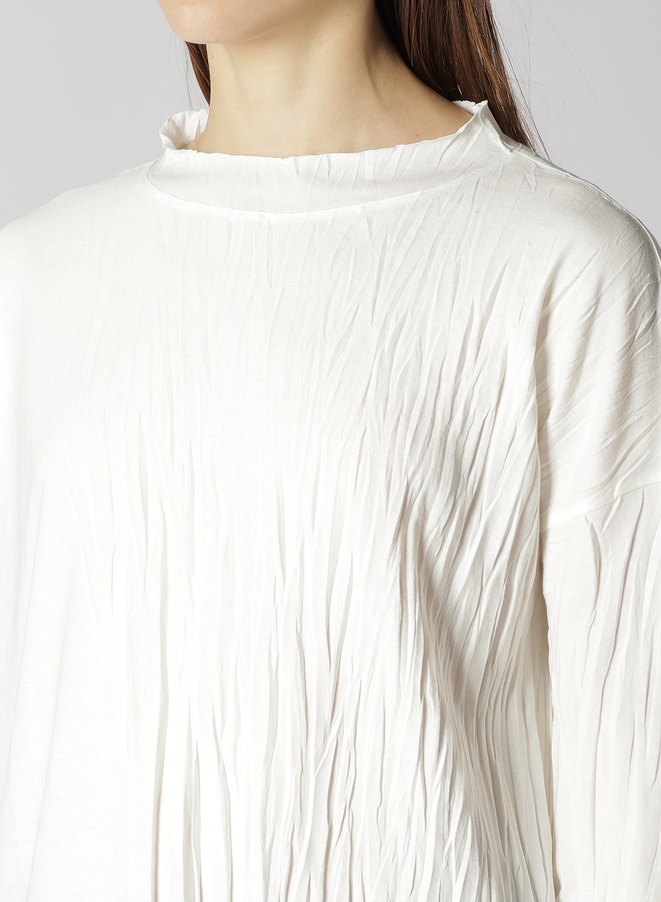 COTTON JERSEY WRINKLE PROCESS CROPPED T