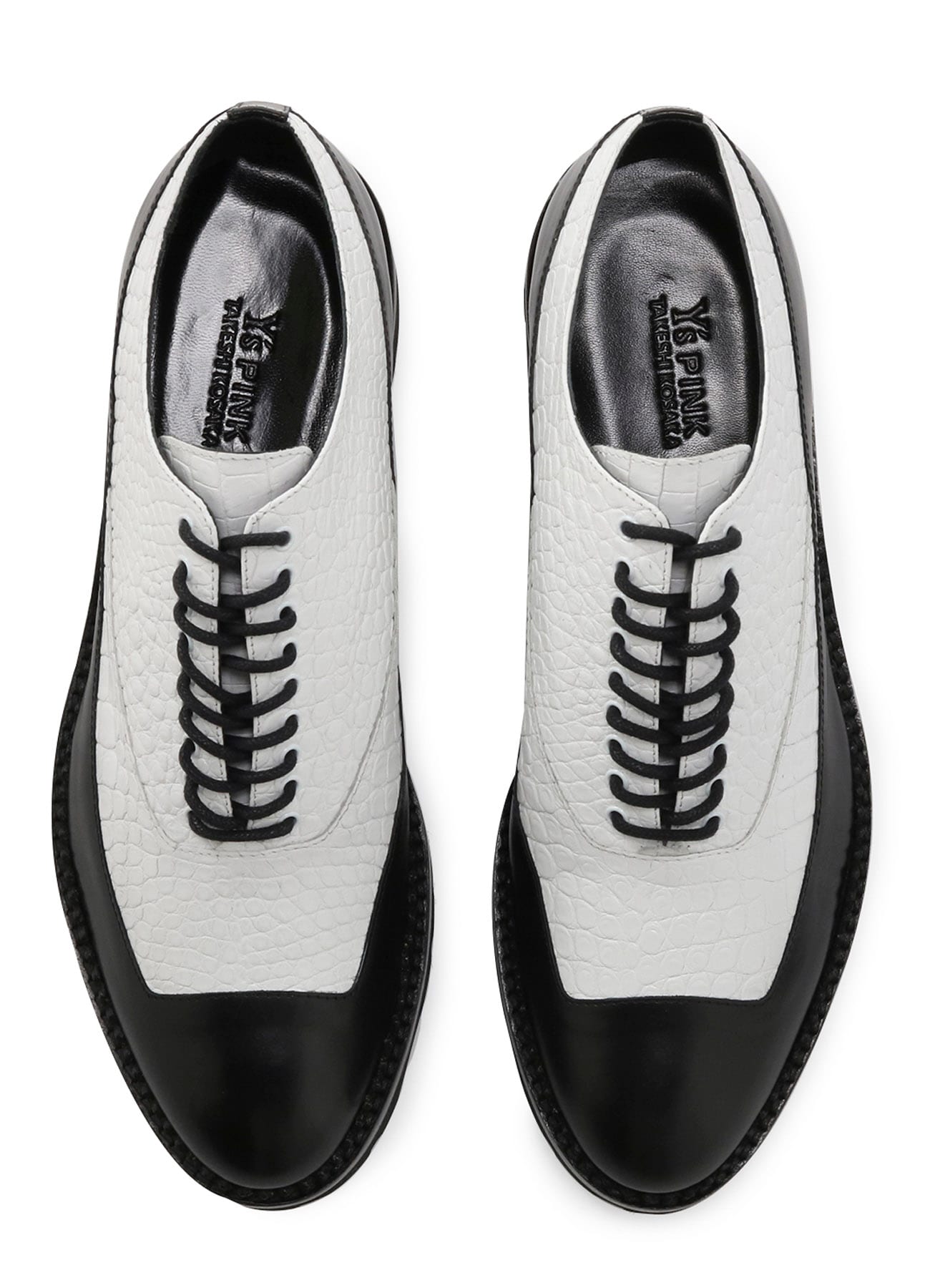 Y's PINK FMS Leather Short Shoes (22.5cm White x Black): Vintage 