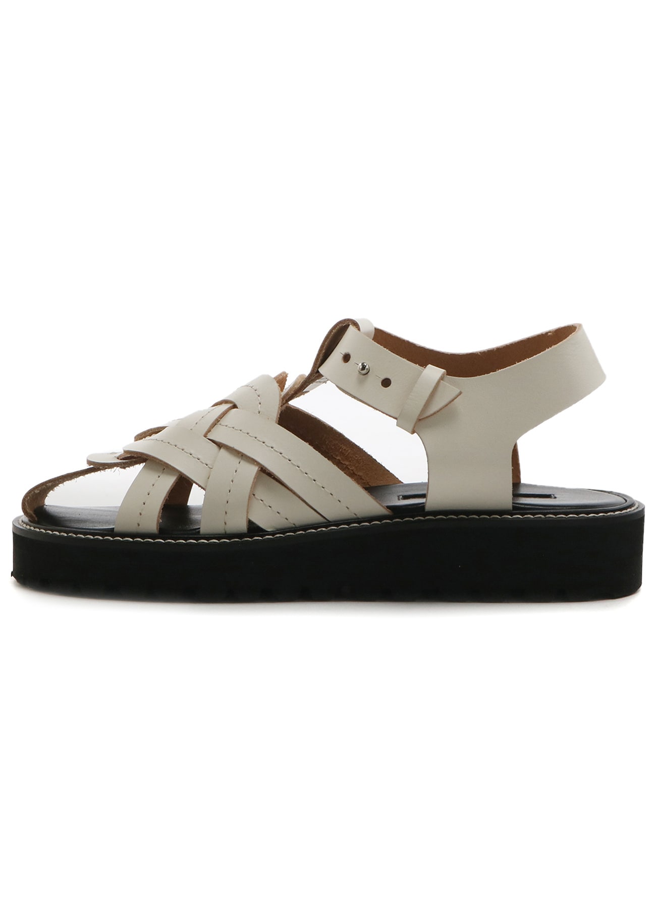 THICK NUME LEATHER A KNITTED SANDALS