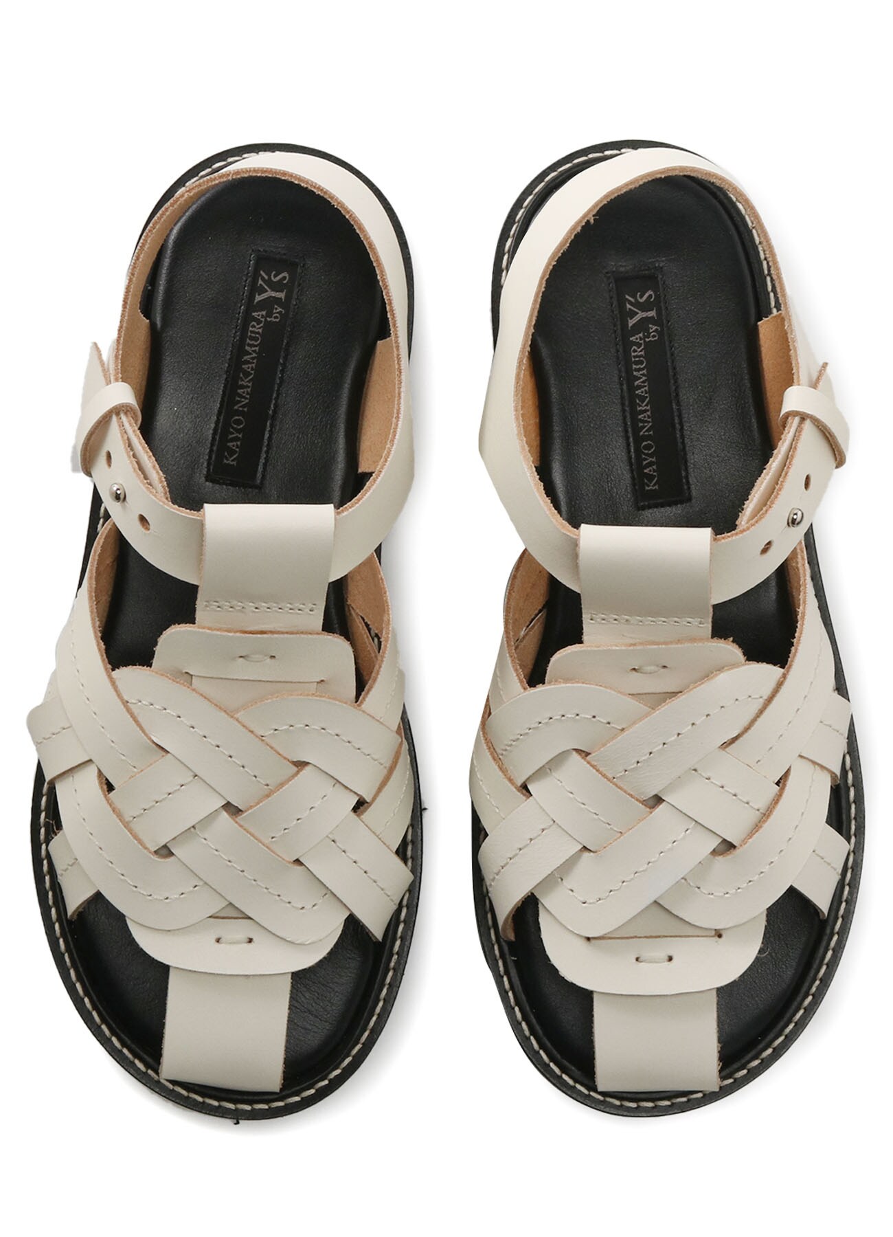 THICK NUME LEATHER A KNITTED SANDALS