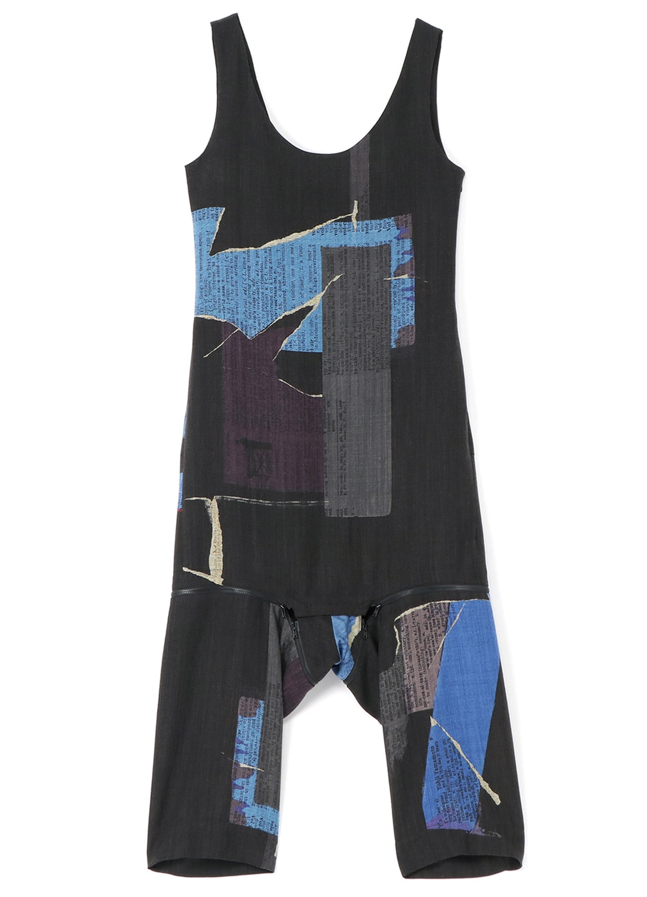 WOOL DICTIONARY COLLAGE PRINT HEM FASTENER OVERALL