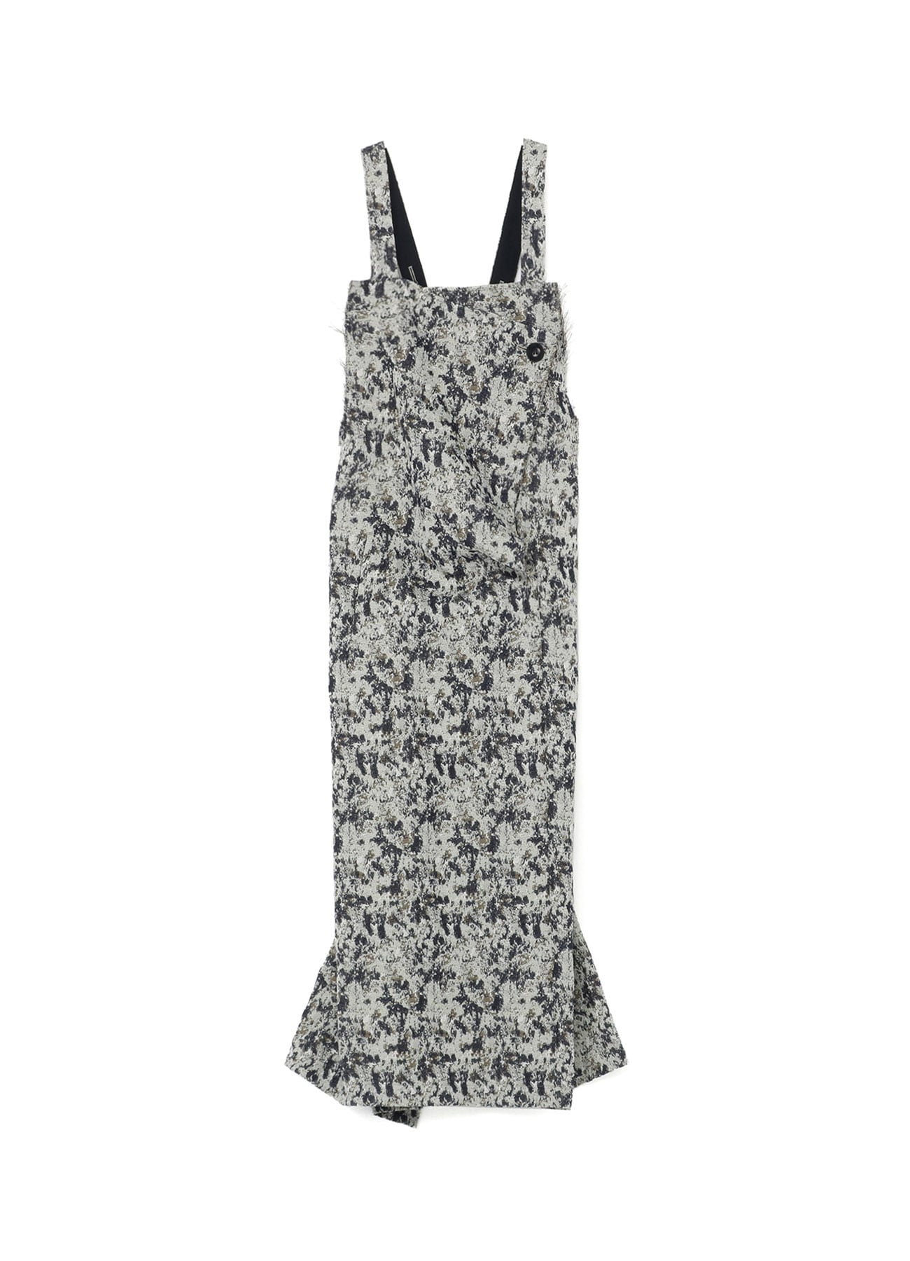FADED CAMOFLAGE JACQUARD FRONT LAYERED SHOULDER STRAP DRESS