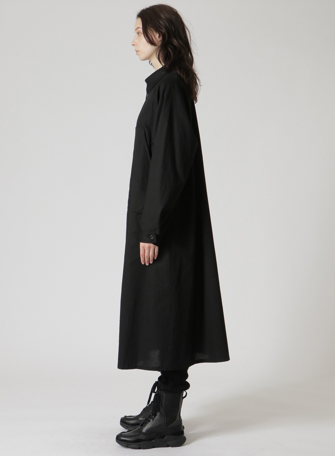 [Y's BORN PRODUCT]COTTON THIN TWILL CHEST POCKET SHIRT DRESS