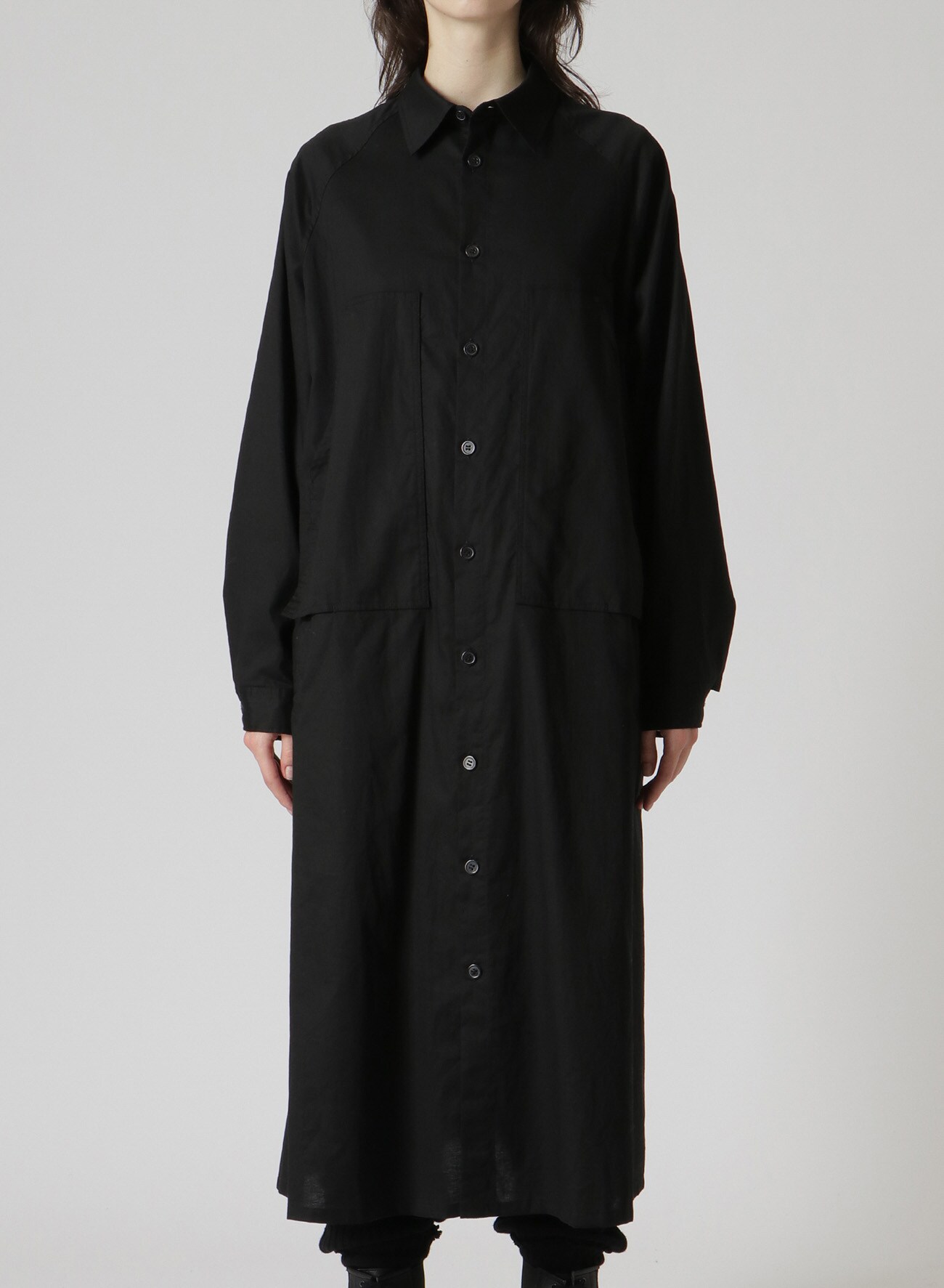 [Y's BORN PRODUCT]COTTON THIN TWILL CHEST POCKET SHIRT DRESS