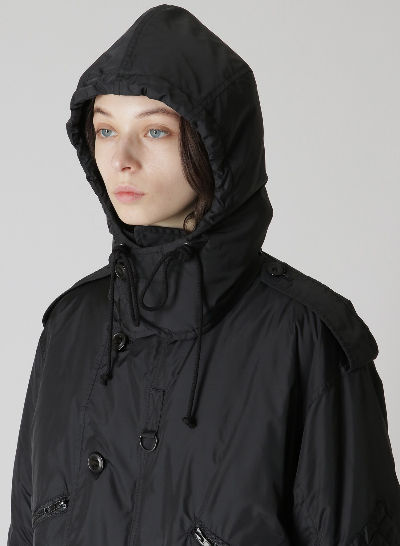 NYLON TAFFETA + NYLON TAFFETA QUILTING PILOT JACKET(XS Black