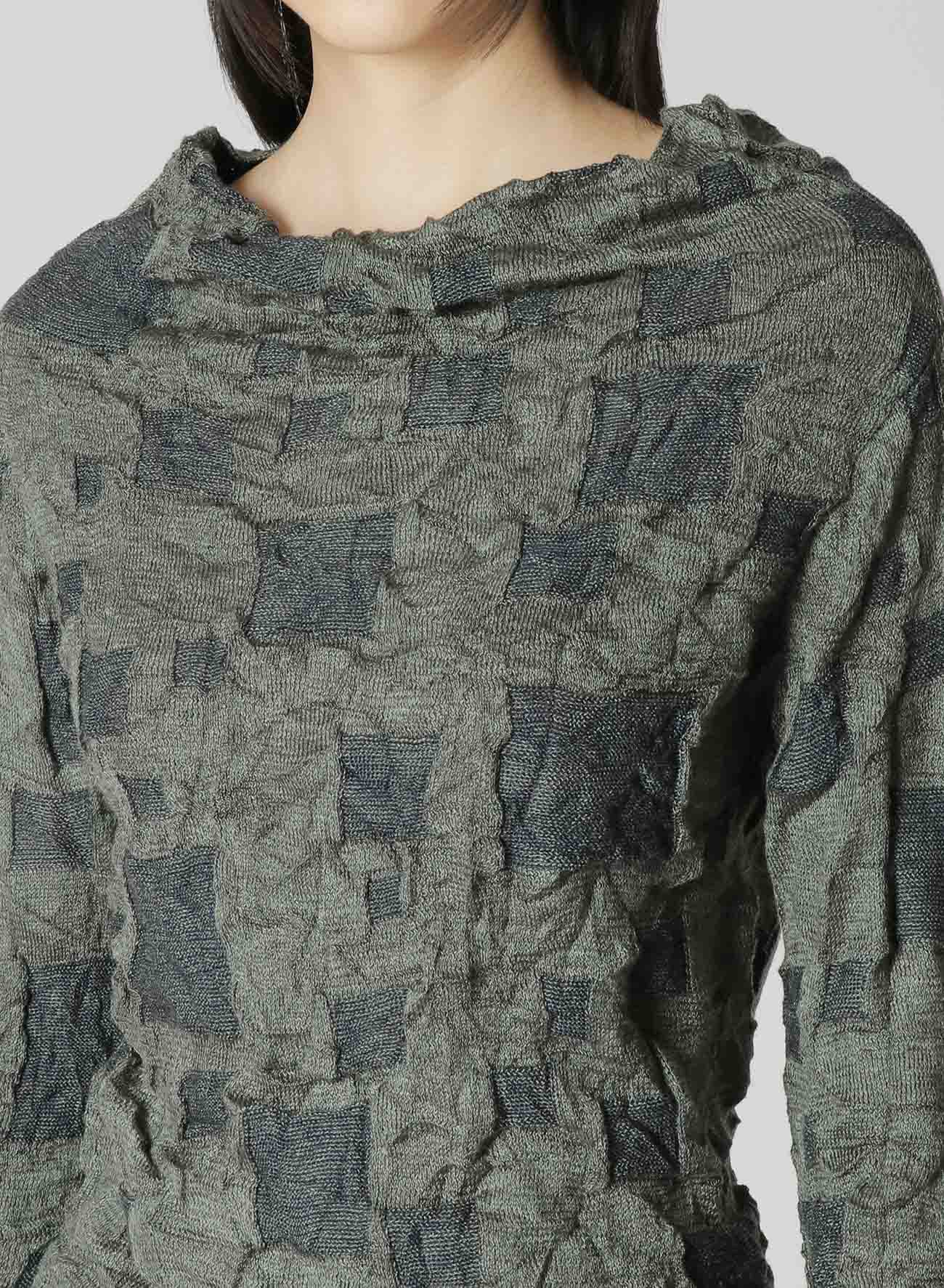 SQUARE LINKS WRINKLE OFF NECK LONG SLEEVE PULLOVER