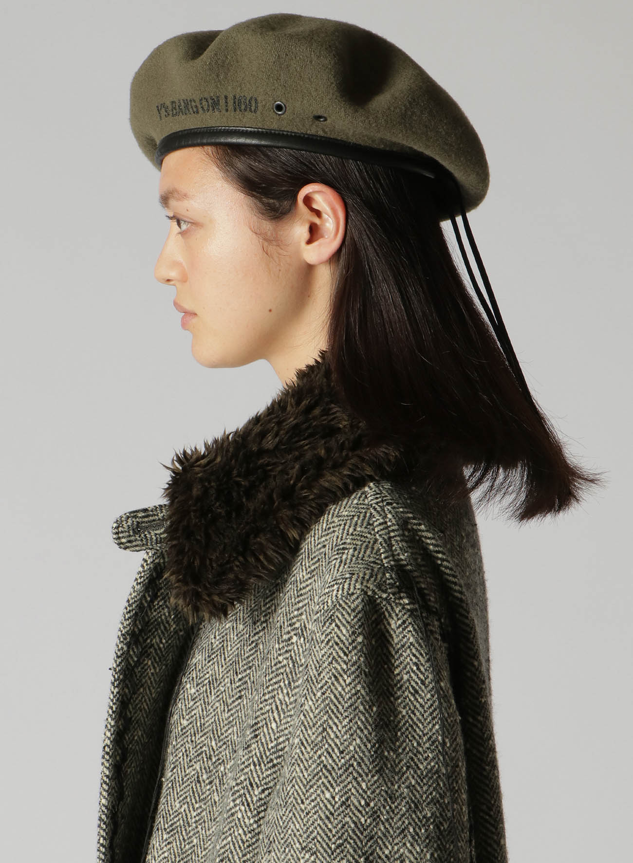 Y's BANG ON! No.160 WOOL MILLED MILITARY BERET(FREE SIZE Khaki