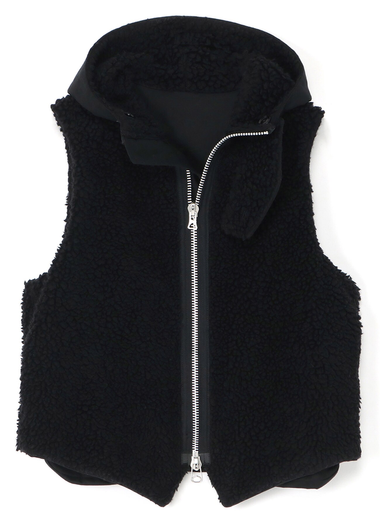 Y's BANG ON!No.182 WOOL PILE + COTTON TWILL HOODED VEST