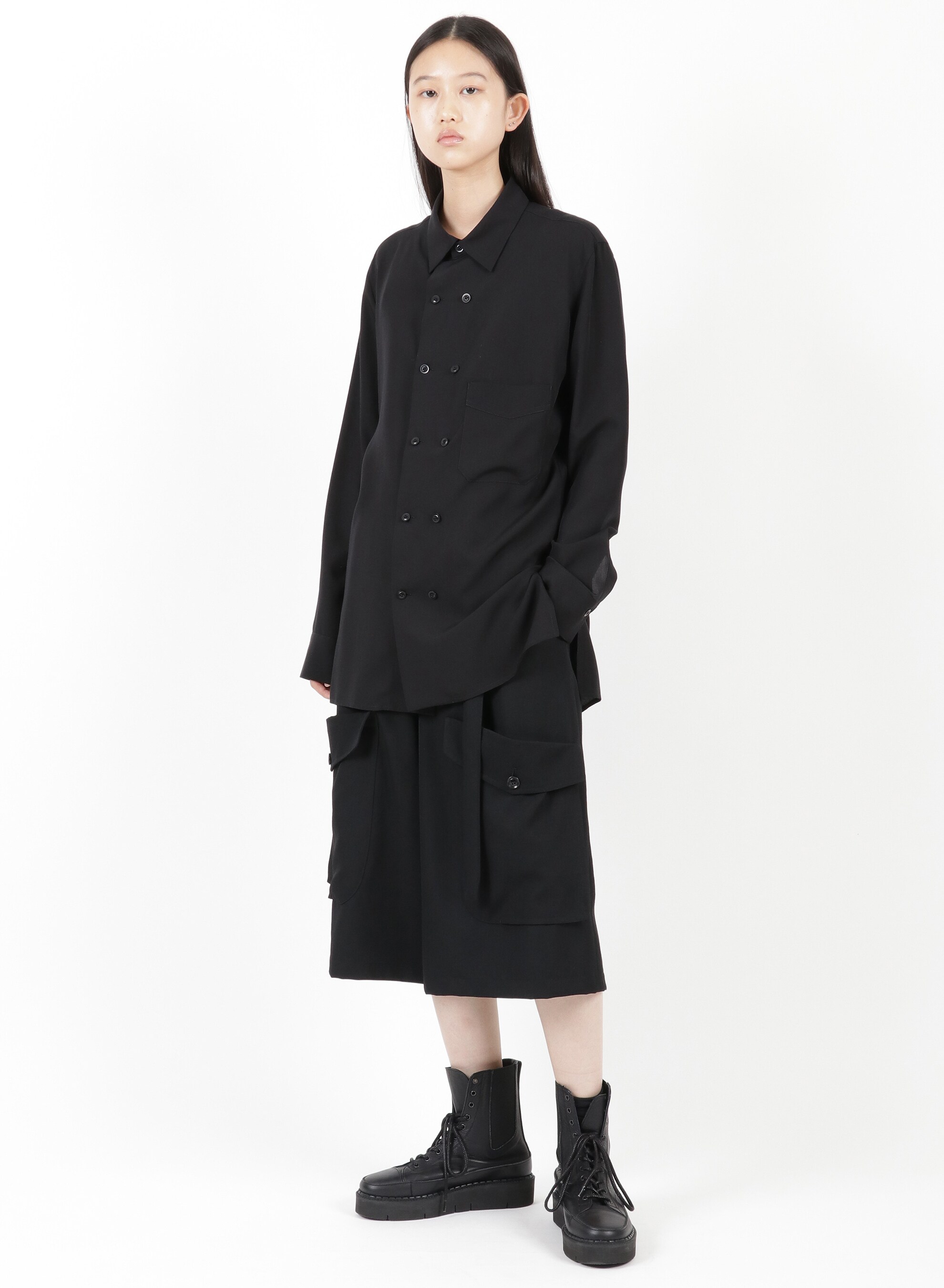 CELLULOSE POPLIN FRONT DOUBLE SHIRT