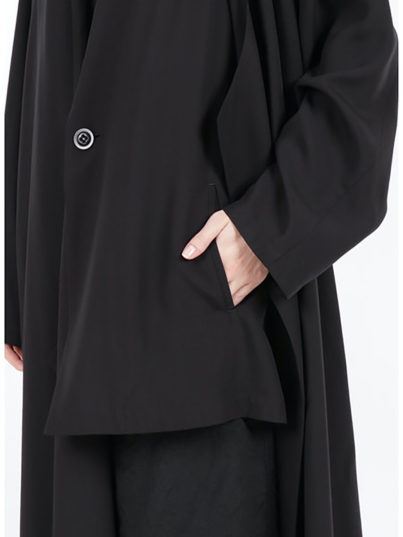 CELLULOSE POPLIN LEFT LAYERED ASSYMETRY COAT