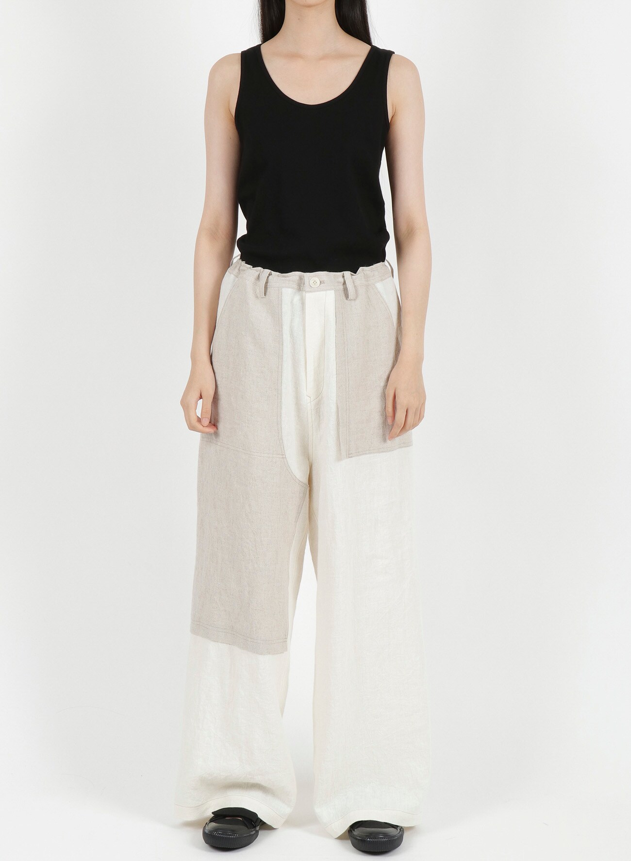LINEN CANVAS WASHER LONG STRAIGHT PANTS
