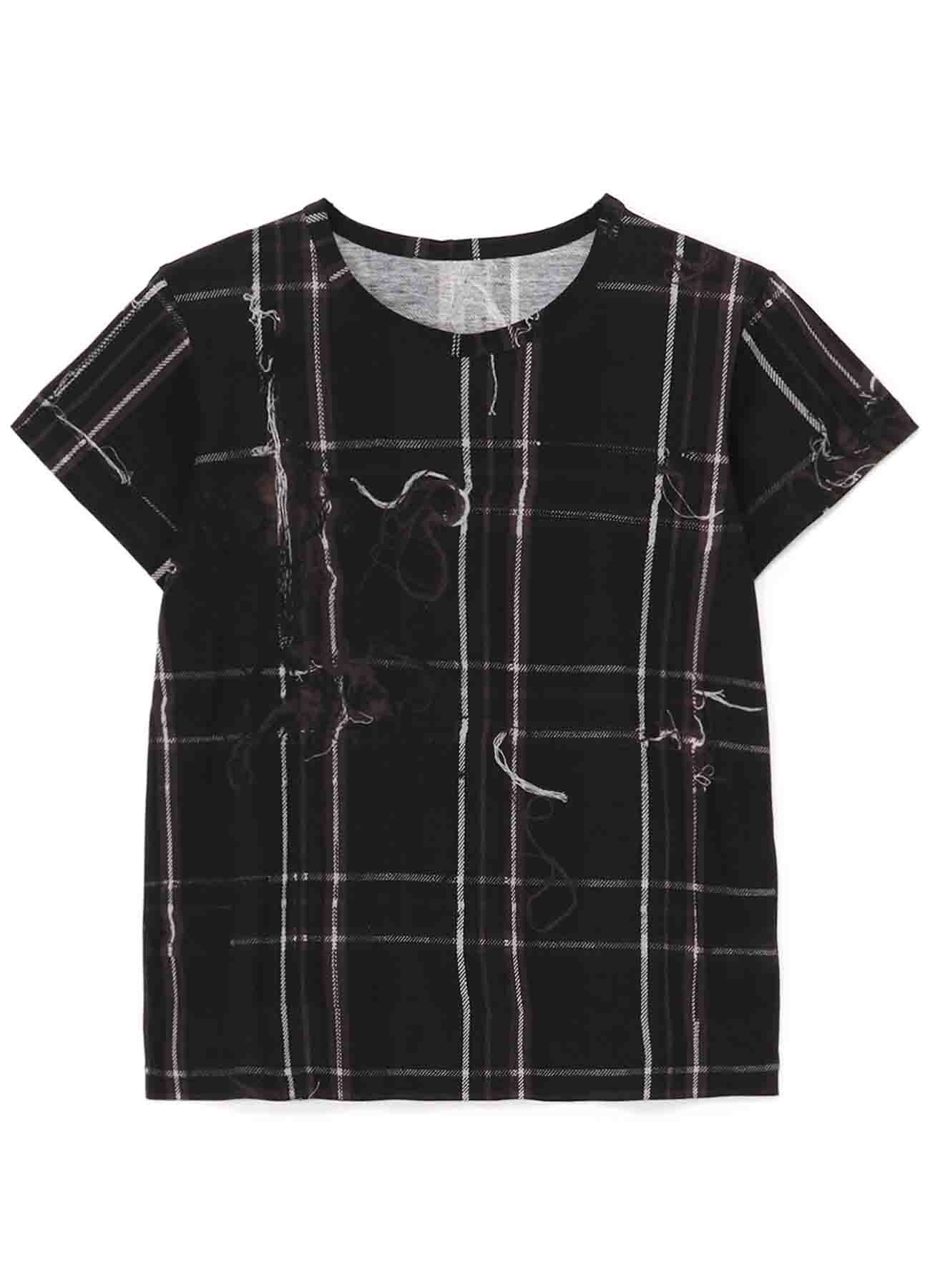 TWISTED CHECK ROUND NECK SHORT SLEEVE