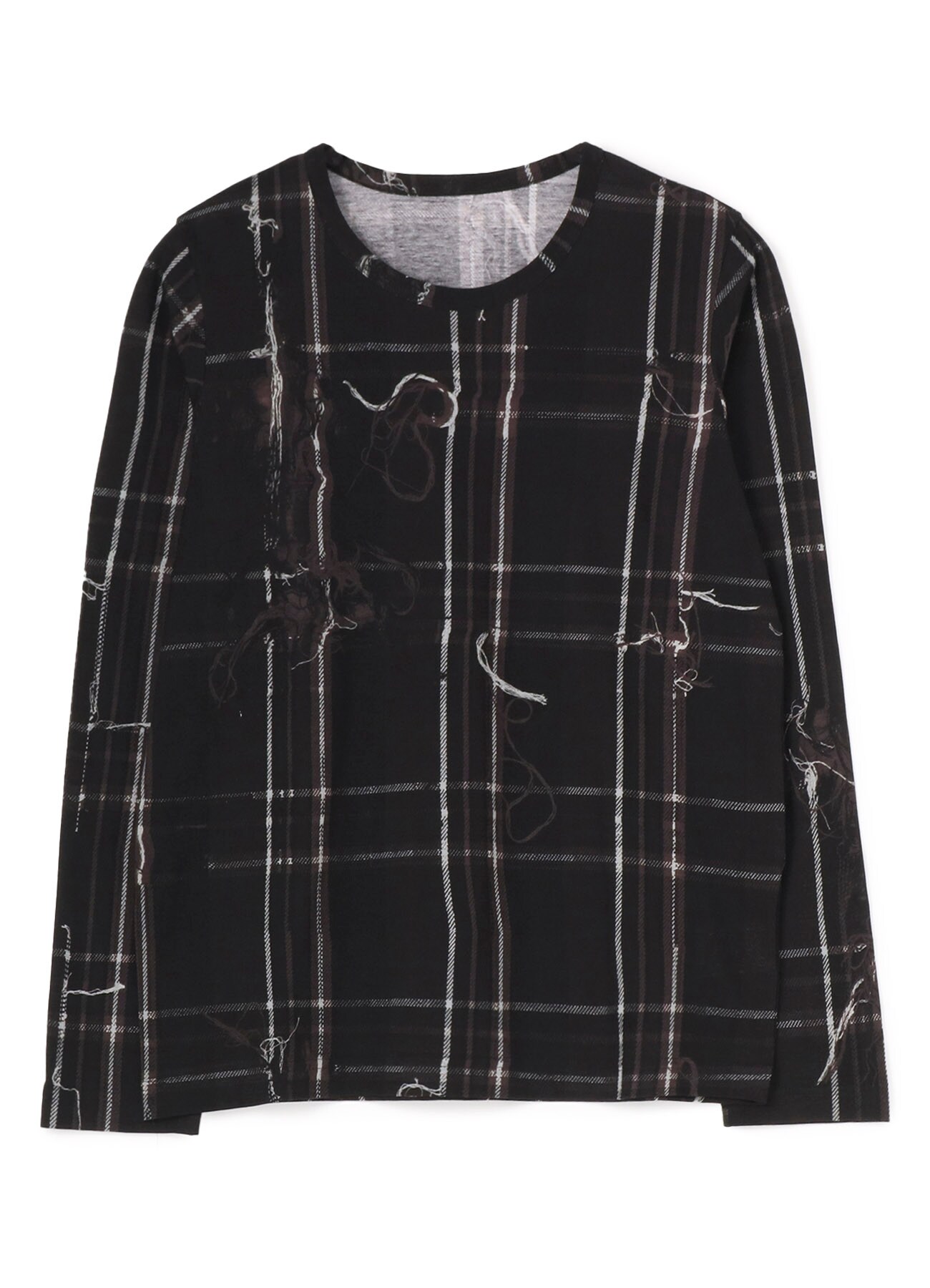 TWISTED CHECK ROUND NECK LONG SLEEVE