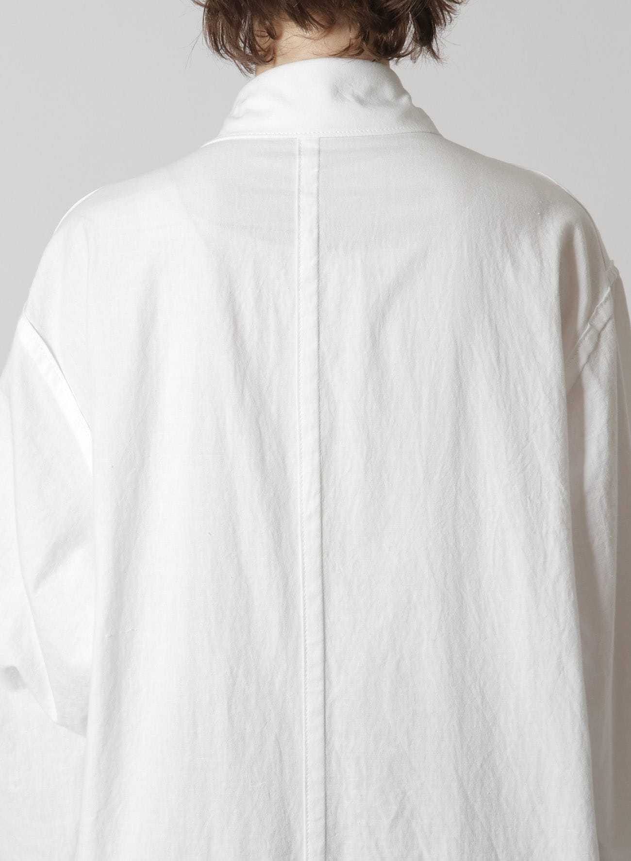 [Y's-Black Name] KHADI COTTON WORKWEAR-STYLE SHIRT COAT WITH SIDE VENTS