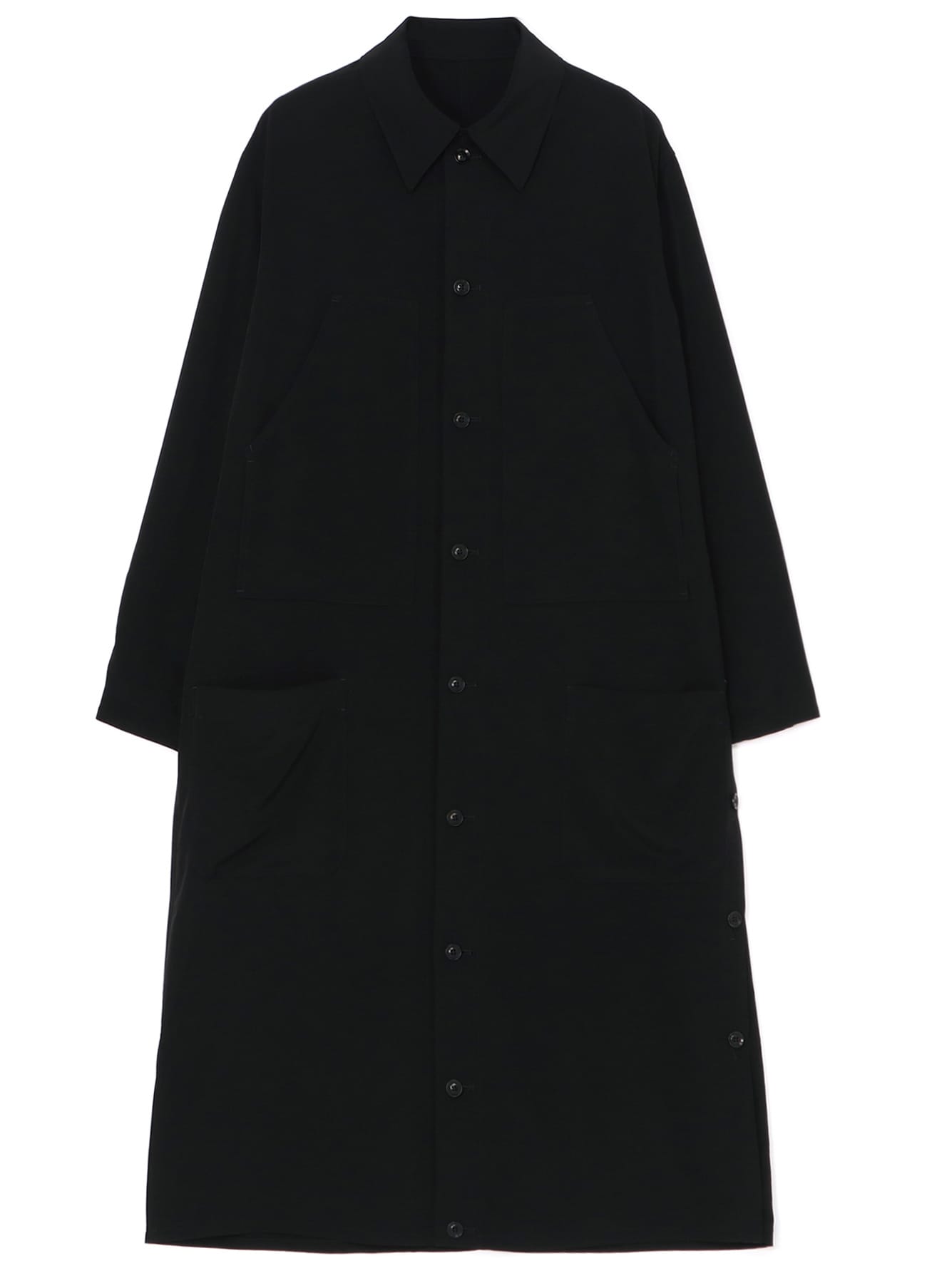 Y's-Black Name]TRIACETATE POLYESTER CREPE de CHINE SIDE VENT WORK 