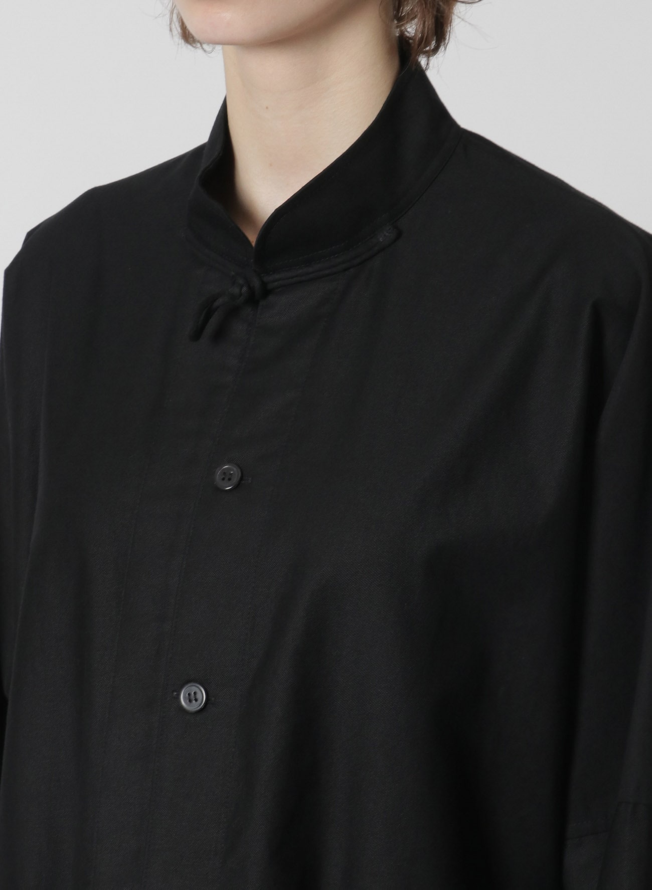 [Y's-Black Name] BLACK TWILL CHINESE STYLE SHIRT