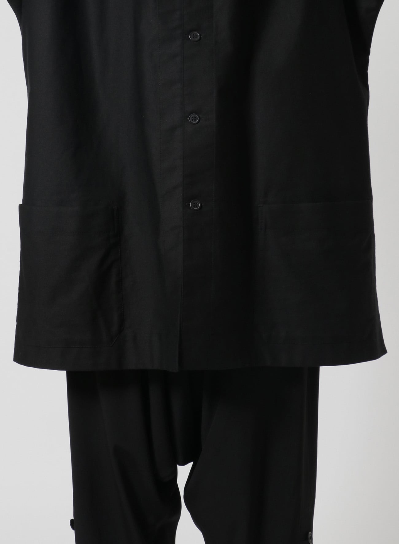 [Y's-Black Name] BLACK TWILL CHINESE STYLE SHIRT