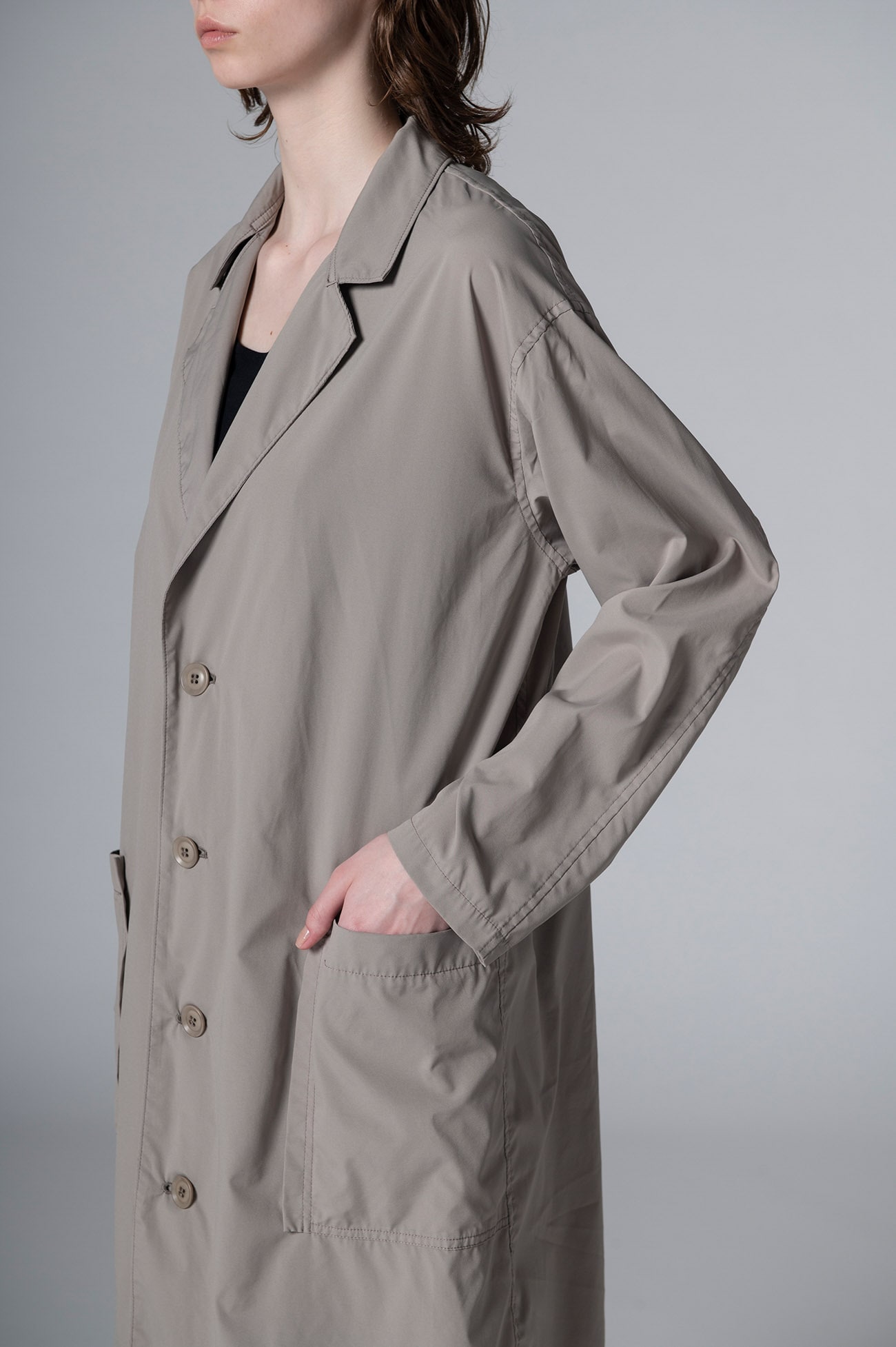 PRODUCT DYED CUPRO JACKET WITH LEFT NOTCHED LAPEL