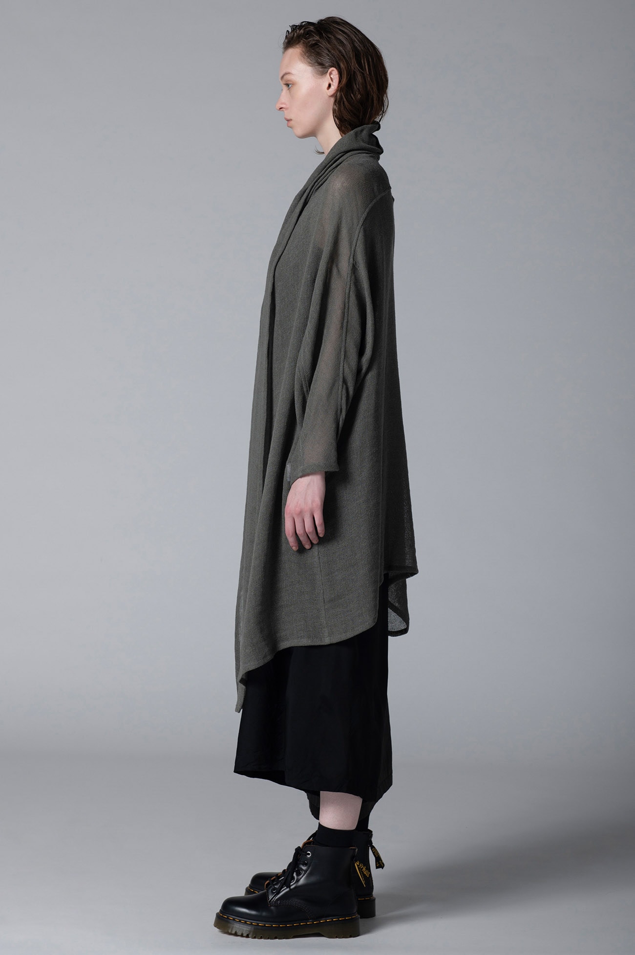 LENO CLOTH SHAWL COLLAR LONG CARDIGAN (S Khaki): Y 's ｜ THE SHOP 