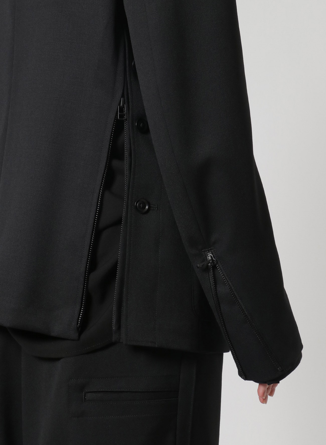 Y's-Black Name] WOOL GABARDINE JACKET WITH DOUBLE RIGHT PANEL(S 