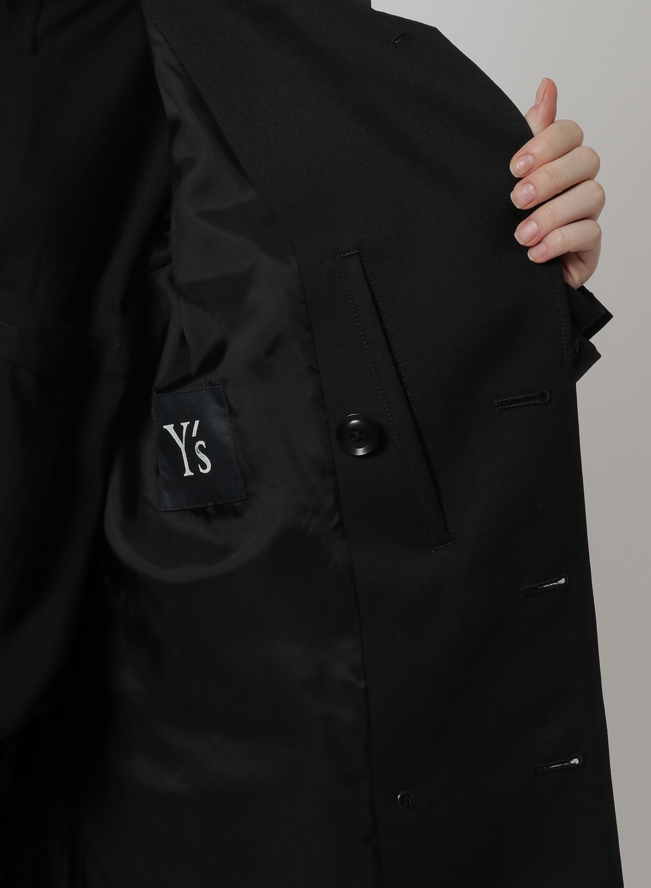 [Y's-Black Name] WOOL GABARDINE JACKET WITH DOUBLE RIGHT PANEL