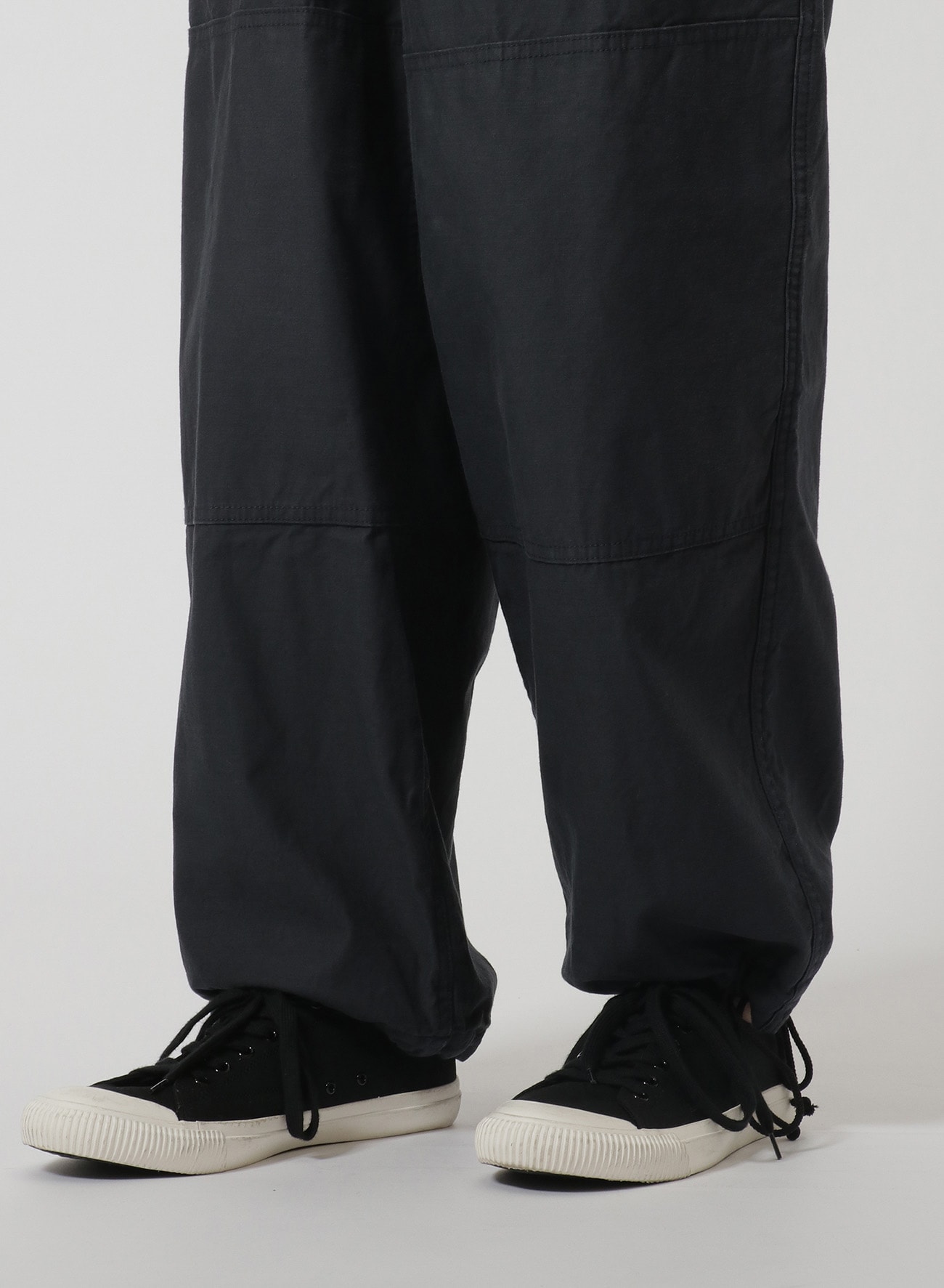 [Y's-Black Name]BACKSIDE SULFURIZATION SATIN PANTS WITH KNEE PADS