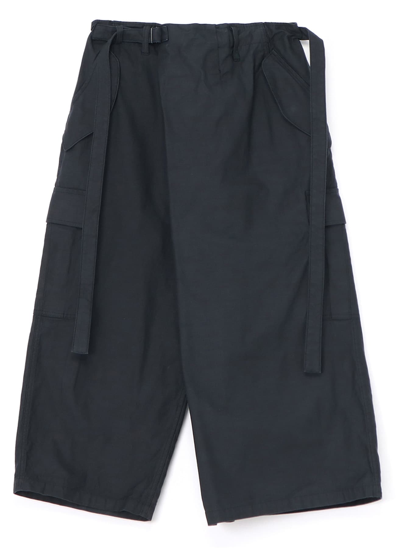 [Y's-Black Name]BACKSIDE SULFURIZATION SATIN WRAP PANTS WITH POCKETS