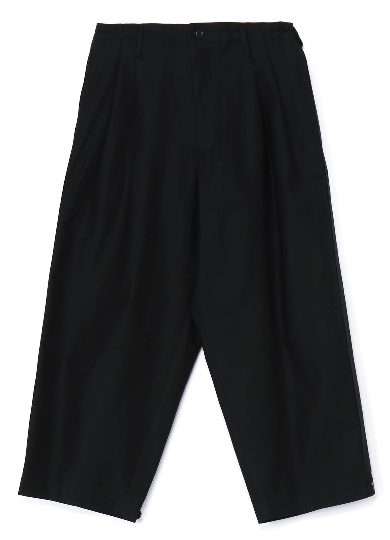 [Y's-Black Name] BLACK TWILL DOUBLE PLEATED PANTS WITH HEM TABS