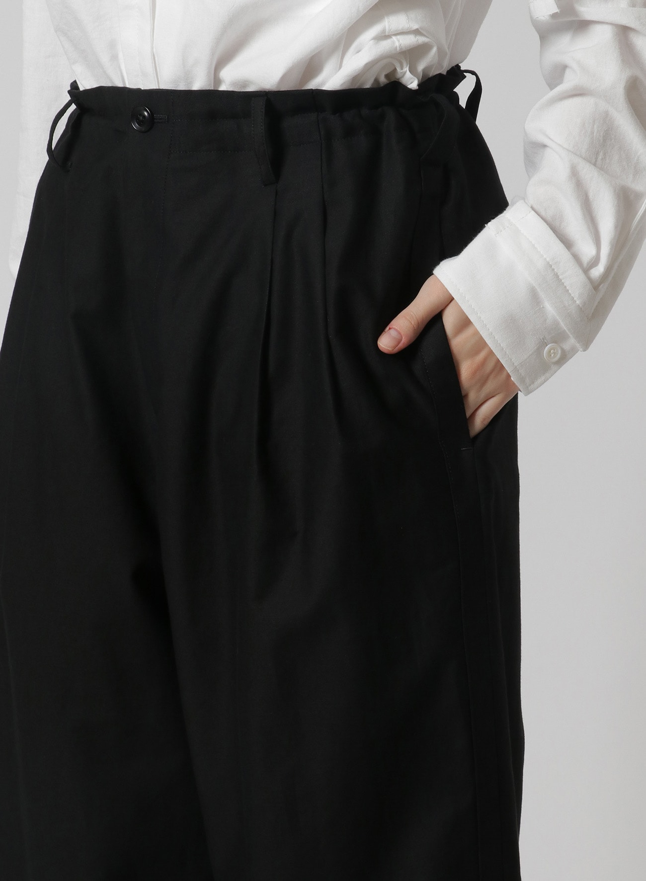 Black Cotton and Wool Double Pleat Pants FW23 25643684