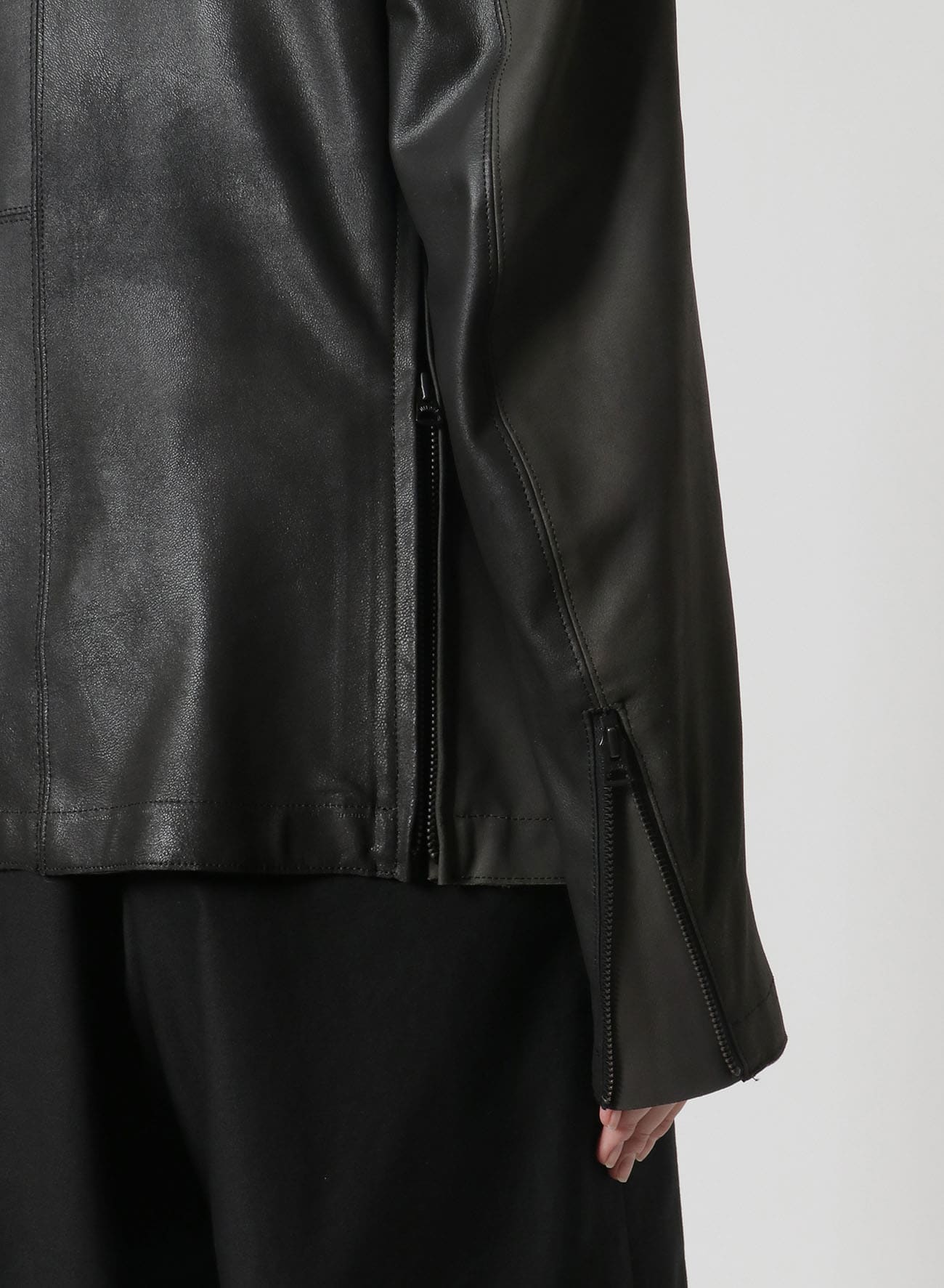 [Y's-Black Name] 2-TONE GOAT LEATHER DOUBLE BREASTED BLOUSON