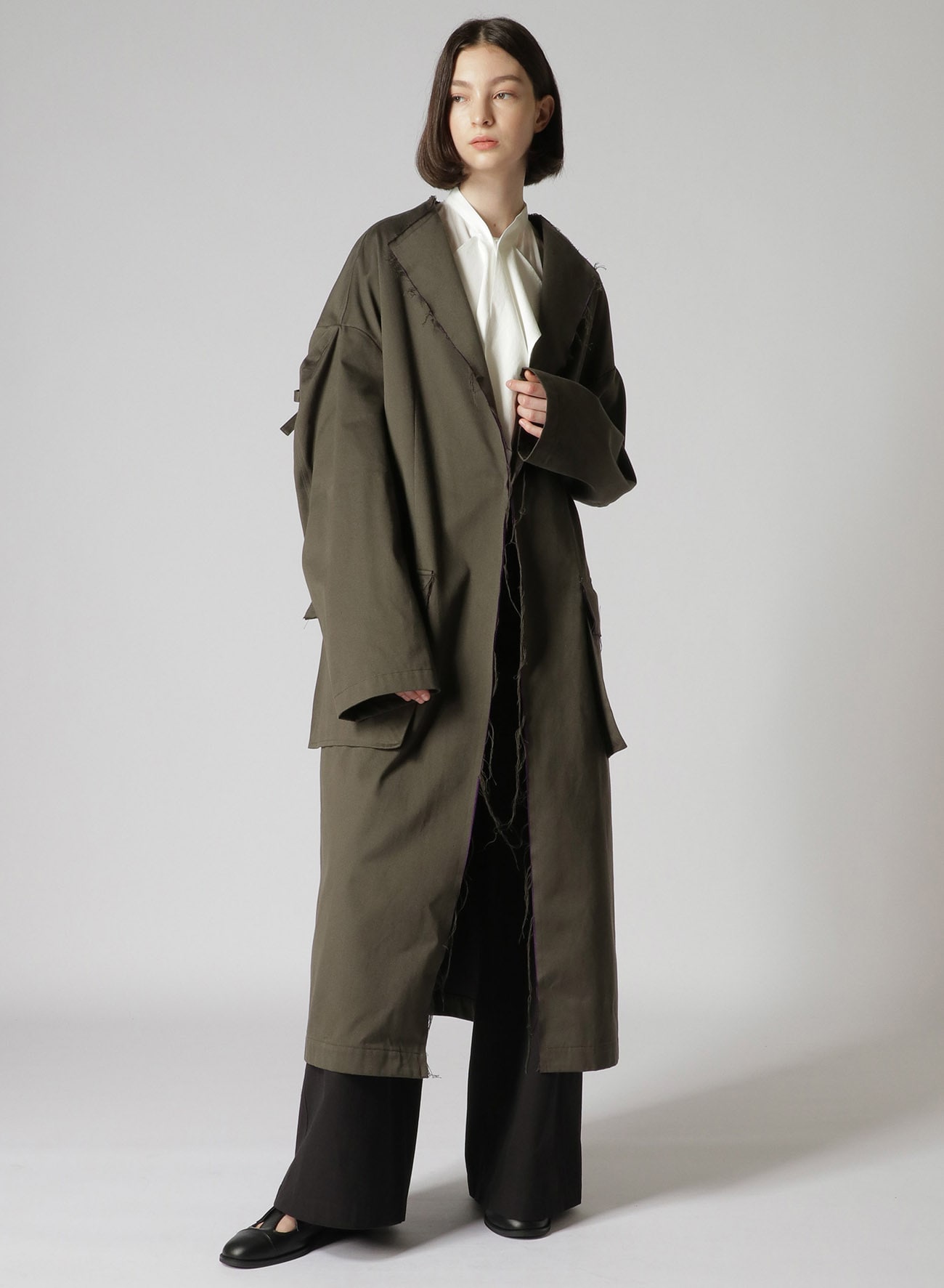 DOUBLE FACED TWILL NO COLLAR COAT
