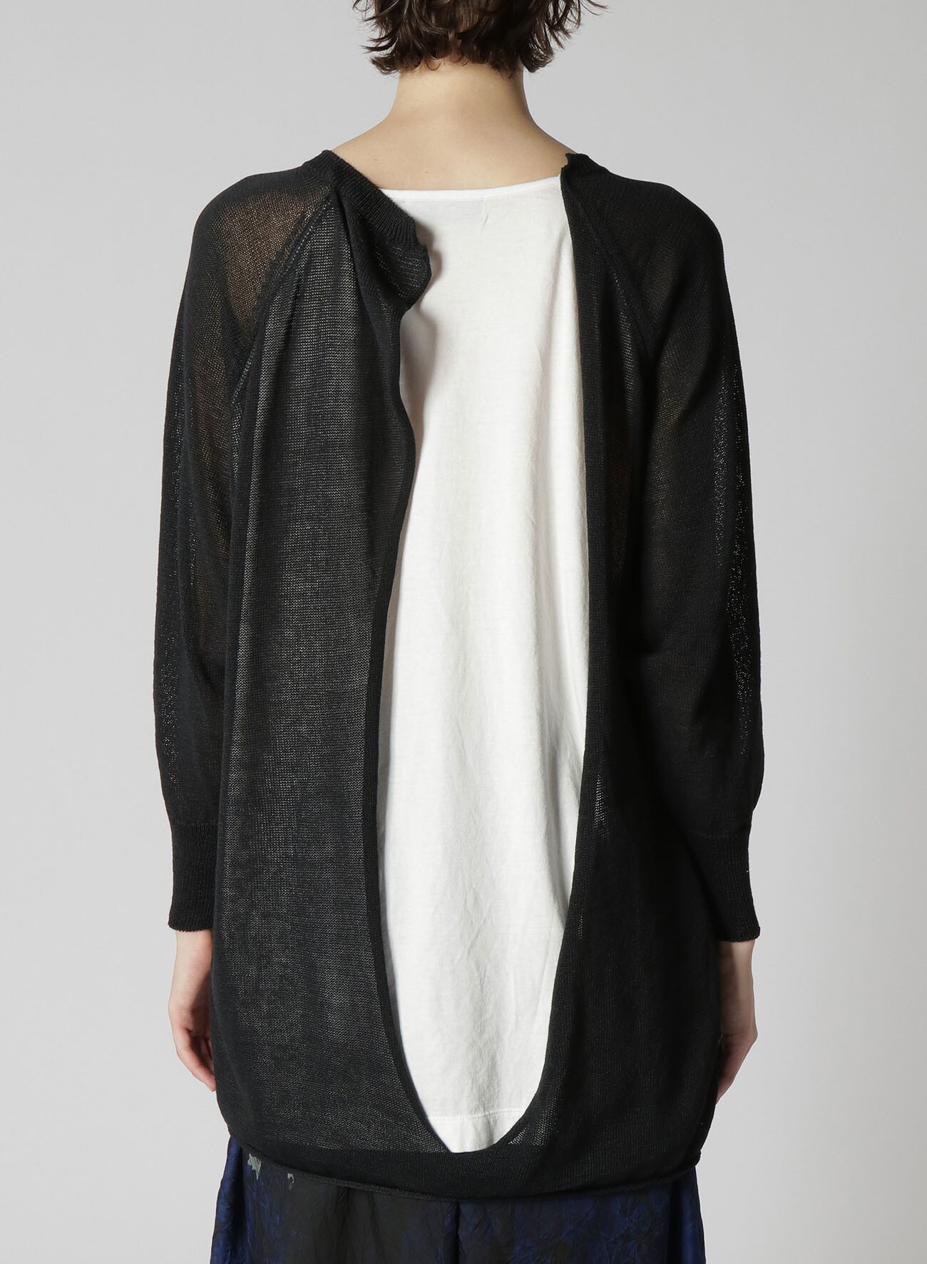 LINEN-LIKE COTTON LAYERED PULLOVER