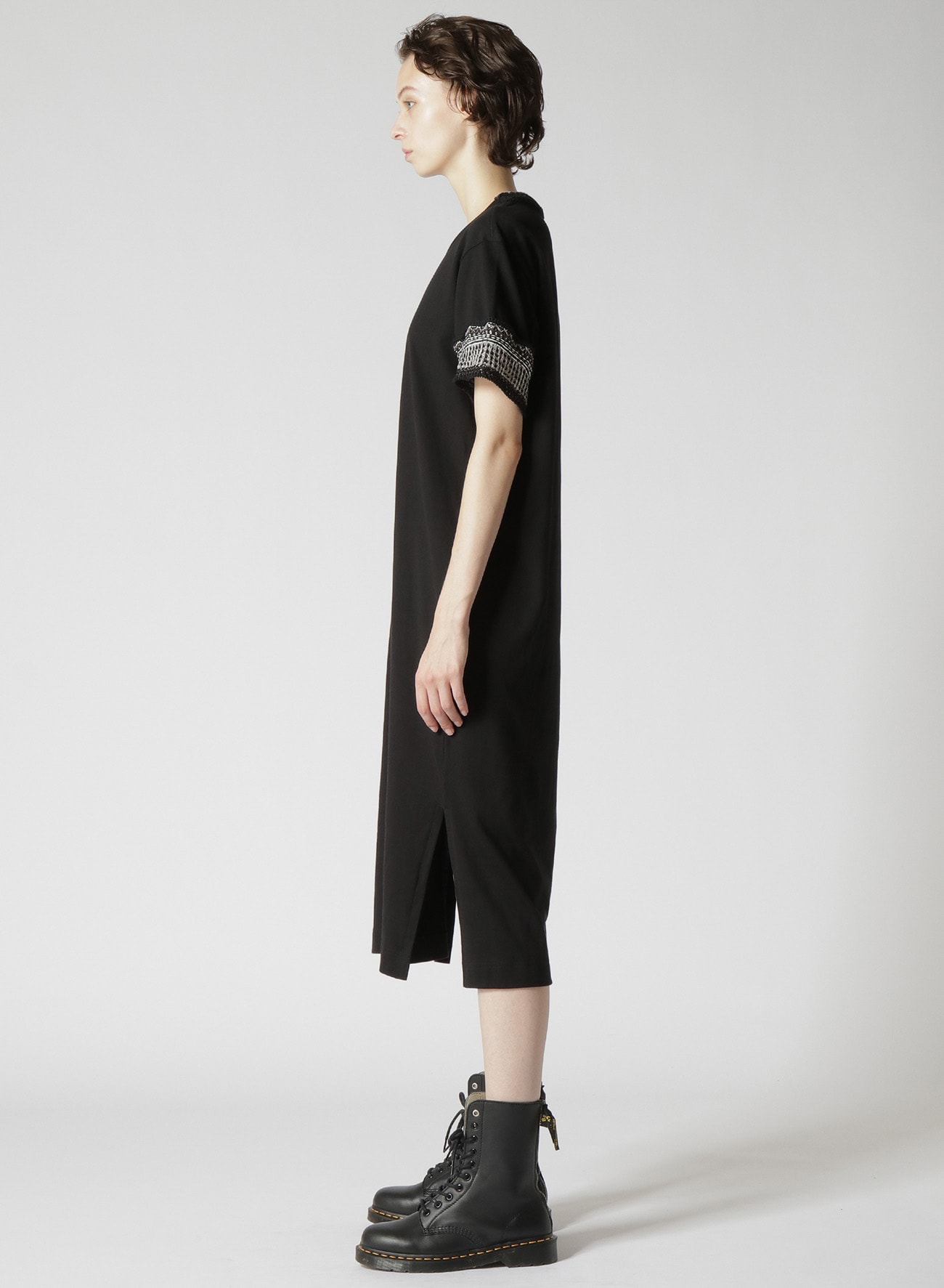 JERSEY AND NATIVE JACQUARD KNIT ATTACHED LONG ONEPIECE
