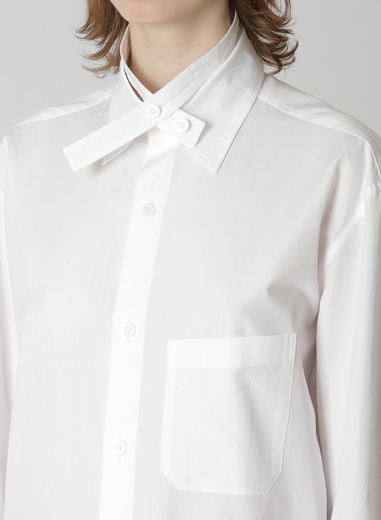 COTTON BROADCLOTH DOUBLE COLLAR SHIRT(XS White): Y's｜THE SHOP