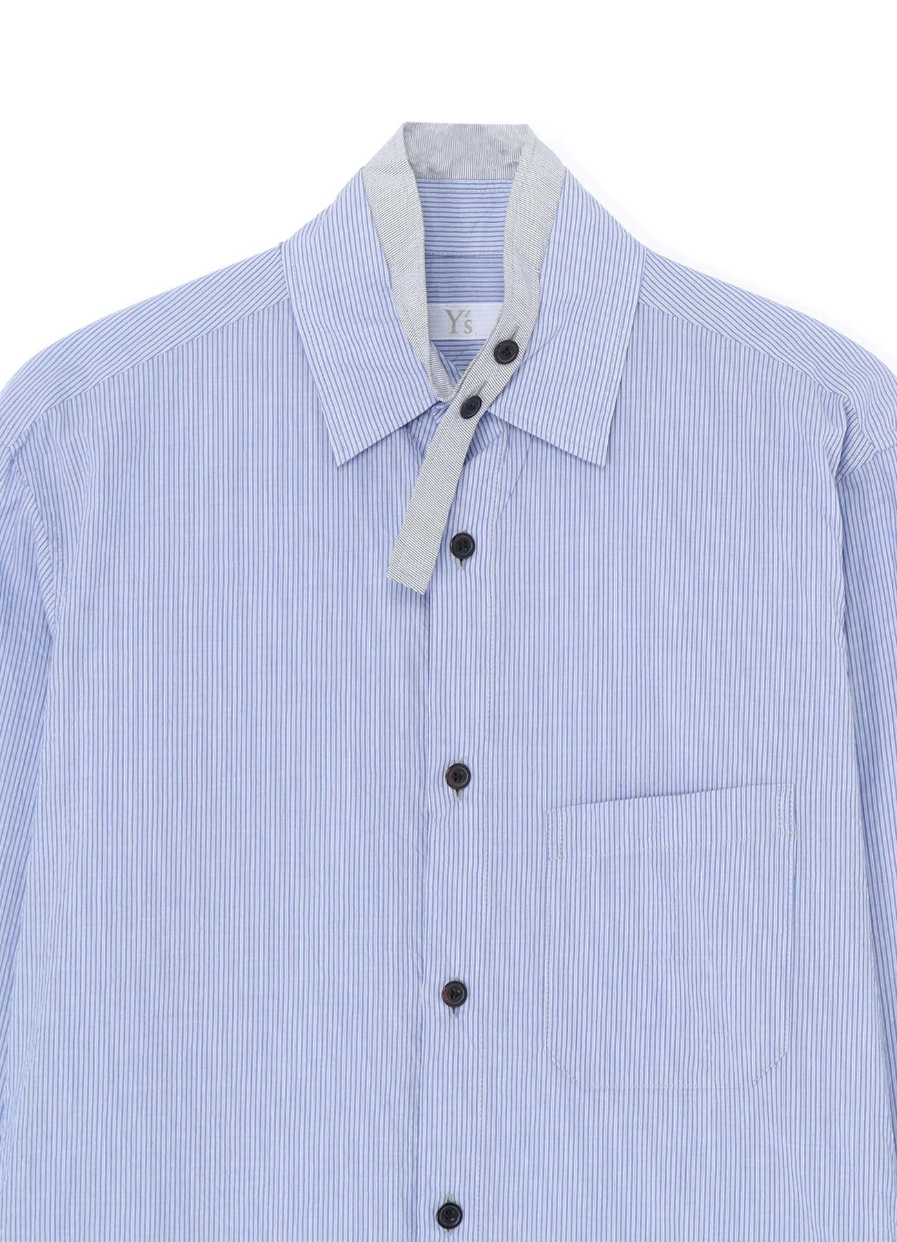 WRINKLED STRIPED COTTON DOUBLE COLLAR SHIRT(S Blue): Vintage 1.1 