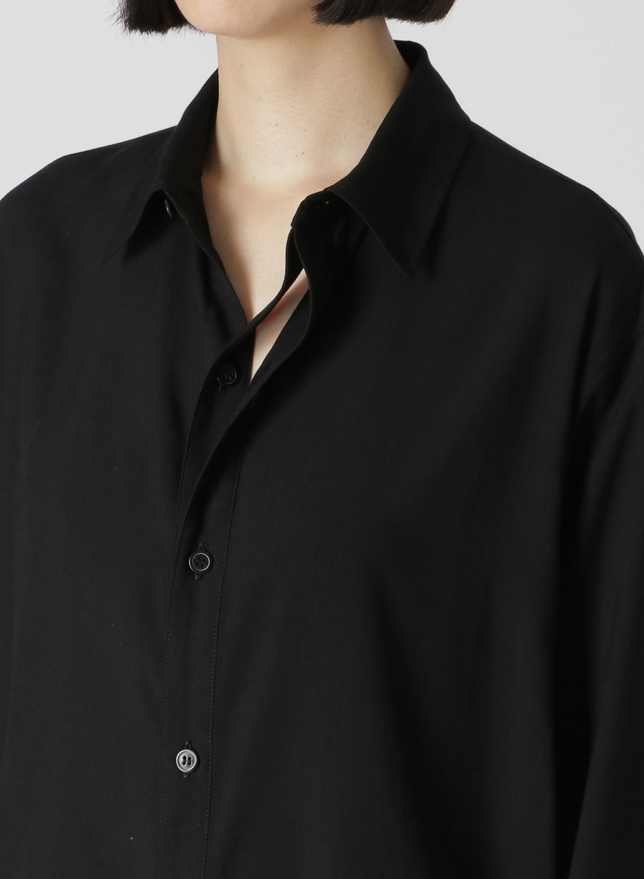 RAYON BROADCLOTH DOUBLE PLACKET SHIRT(XS Black): Y's｜THE SHOP