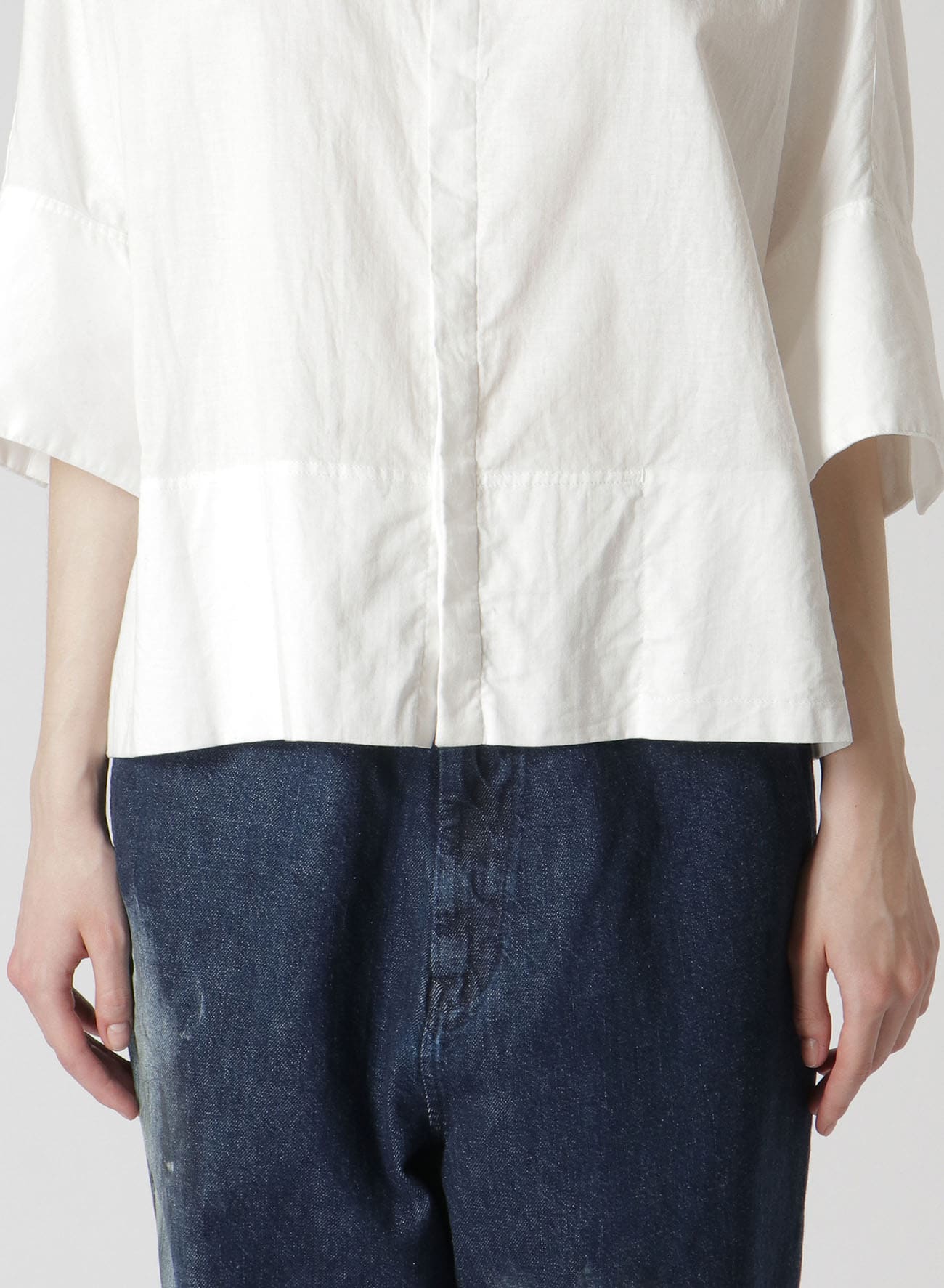 Y's BORN PRODUCT] THIN COTTON TWILL WIDE CUFF SHIRT(S White): Y's 