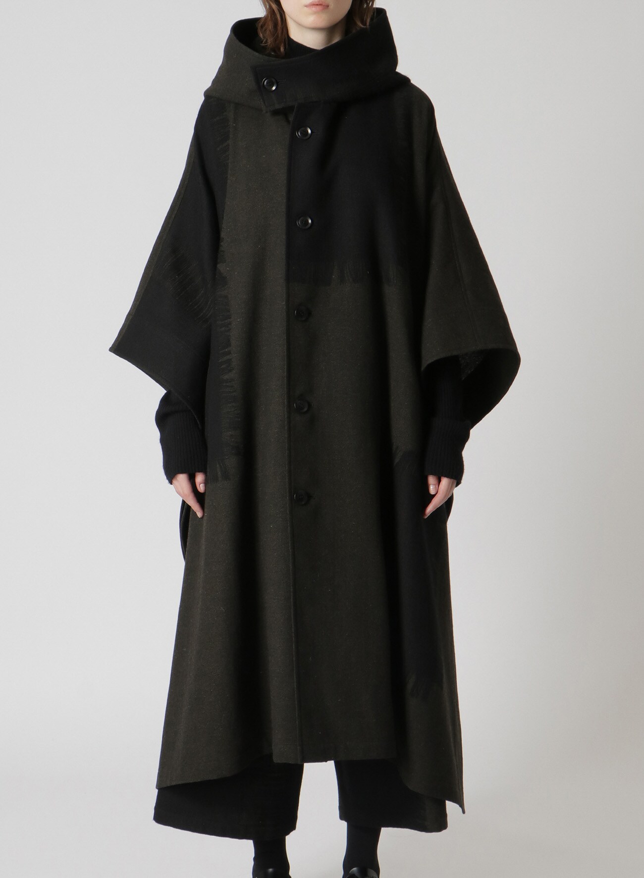 WOOL BLEND CAPE(XS Khaki): Y's｜THE SHOP YOHJI YAMAMOTO