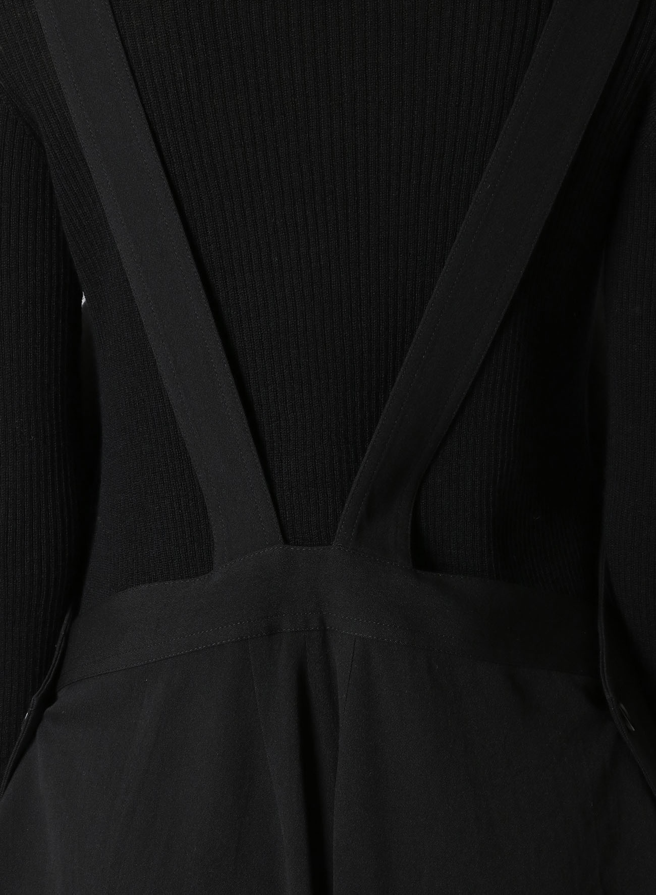 WRINKLED WOOL/RAYON TWILL SALOPETTES(XS Black): Y's｜THE SHOP