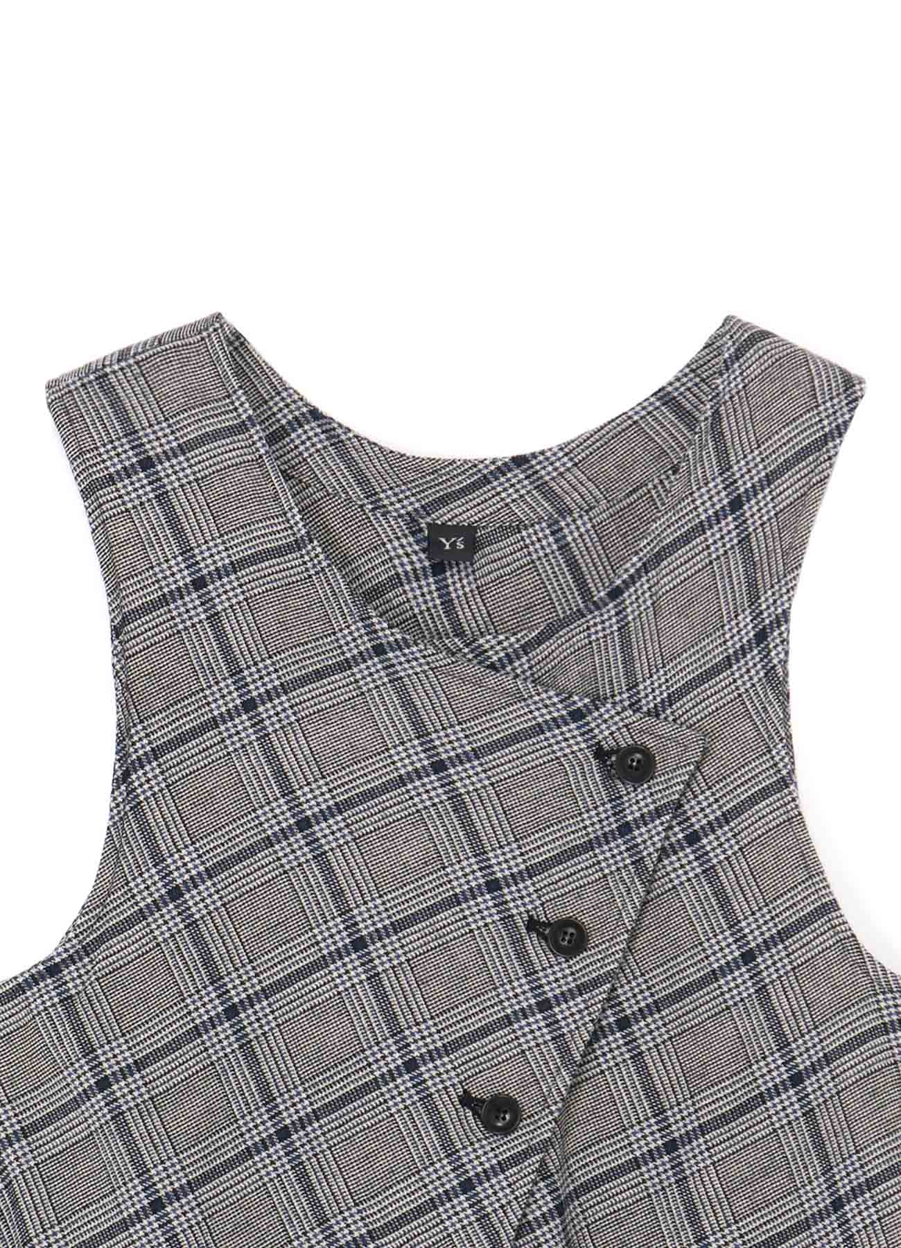HOUNDSTOOTH CHECK DRESS WITH DIAGONAL BUTTONS