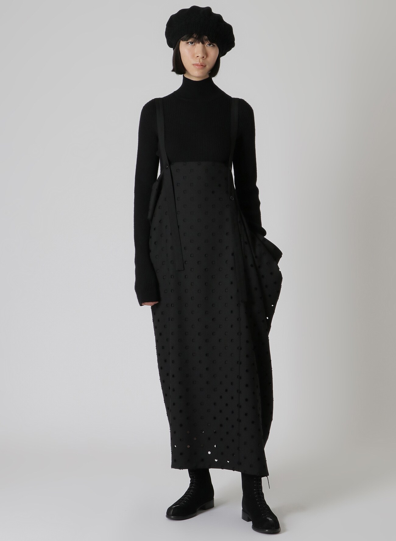 POLYESTER/WOOL GABARDINE DRESS(XS Black): Y's｜THE SHOP YOHJI YAMAMOTO