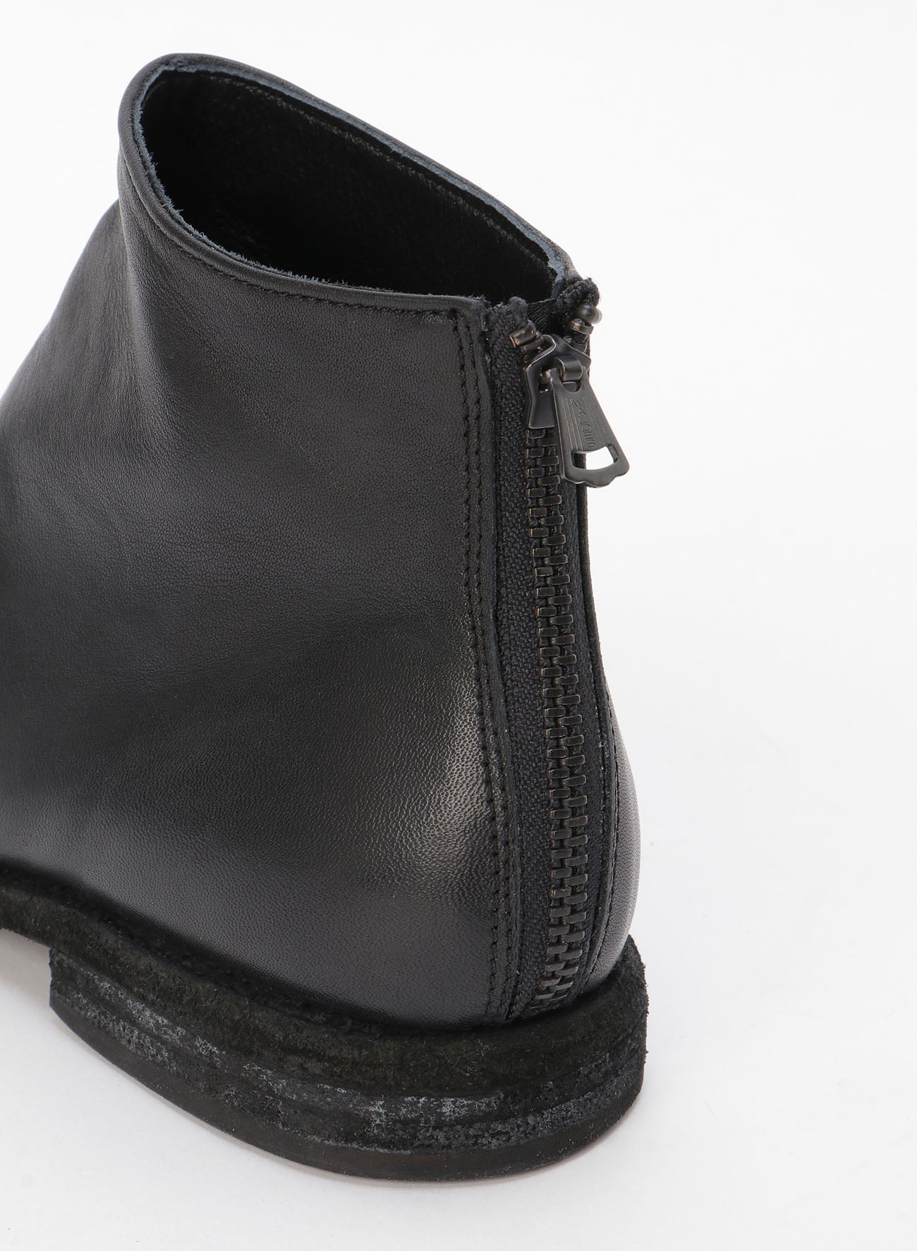 SOFT LEATHER LOW CUT BOOTS WITH BACK ZIPPER(US 3.5 Black): Vintage