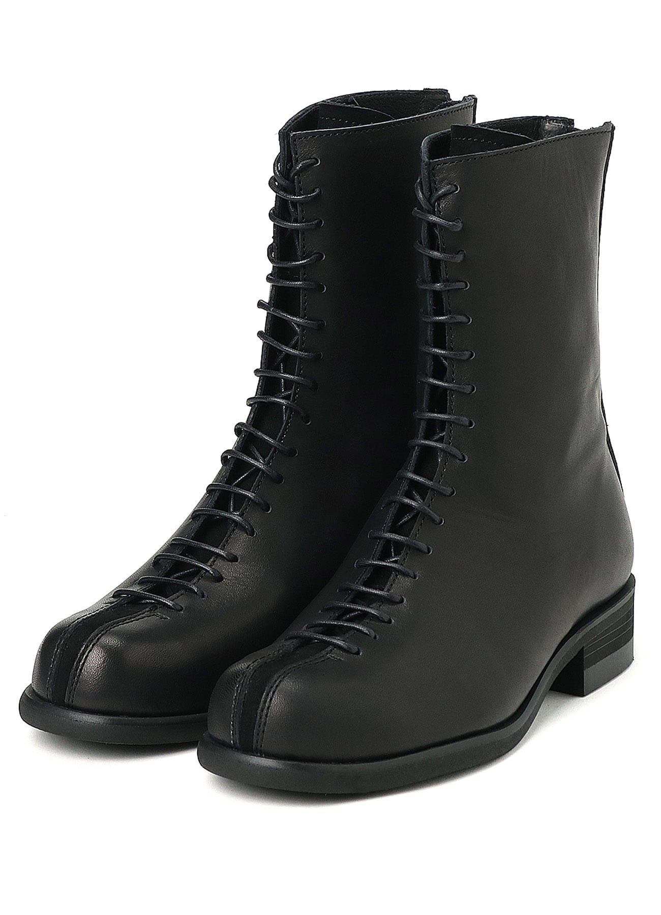 SEMI-GLOSS LEATHER LACE-UP BOOTS(US 5.5 Black): Vintage 1.1｜THE