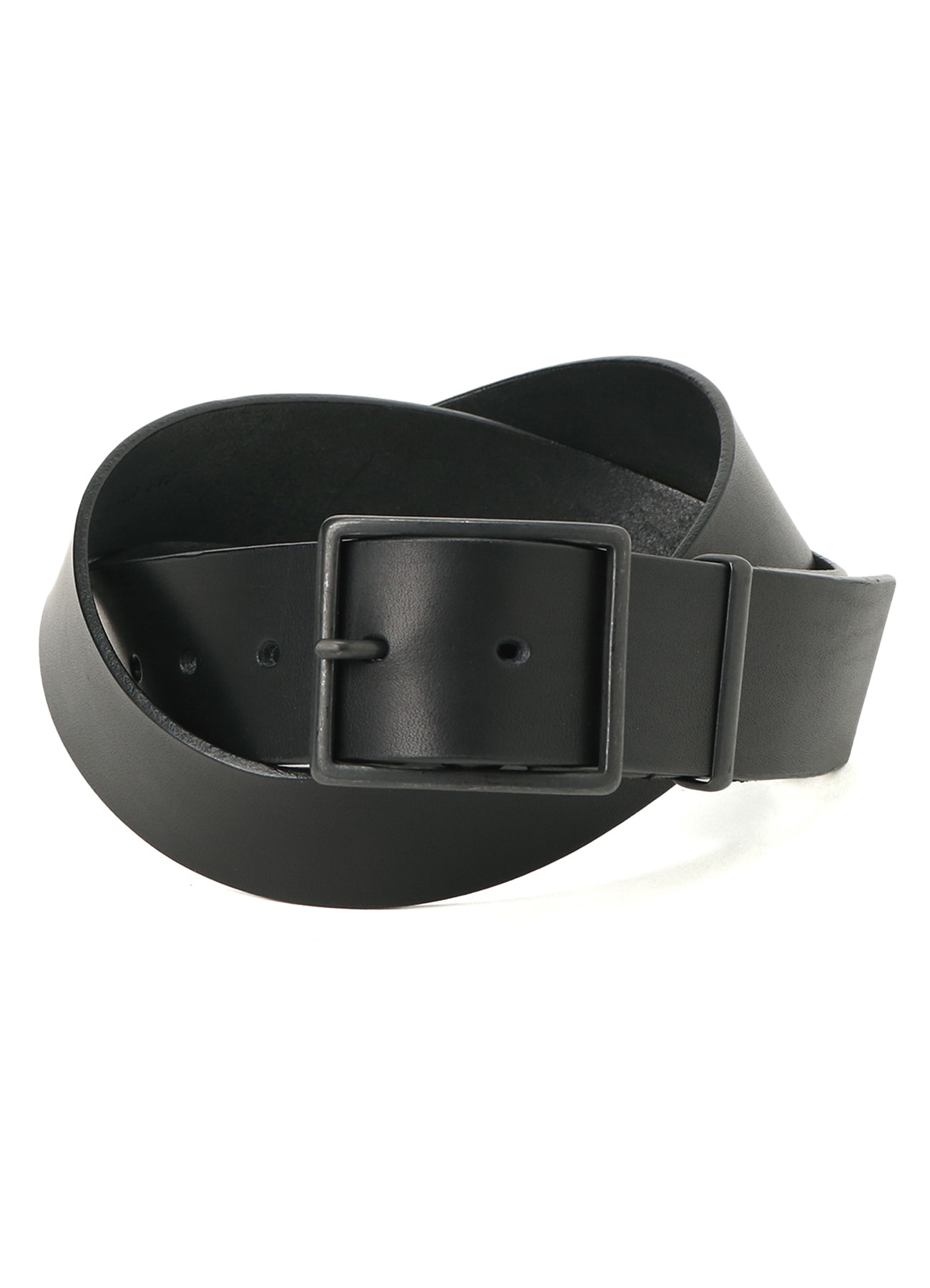 TANNED THICK LEATHER 40MM SQUARE BUCKLE BELT(S Black): Y's｜THE SHOP YOHJI  YAMAMOTO