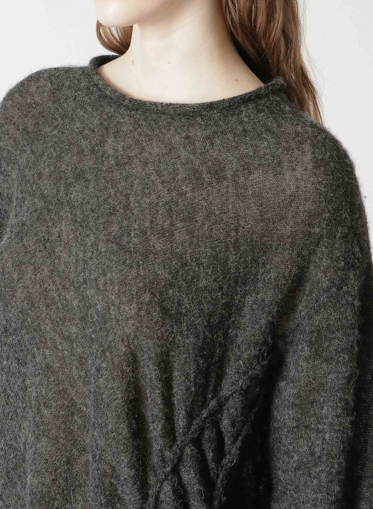 ALPACA BLEND SIDE GATHER DETAIL PULLOVER(S Charcoal): Y's｜THE