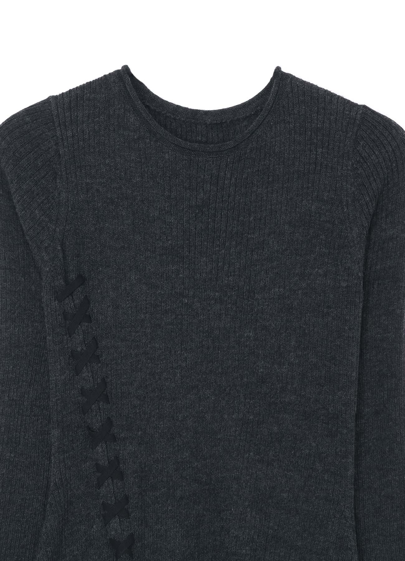 WOOL LACE-UP SIDE DETAIL SWEATER