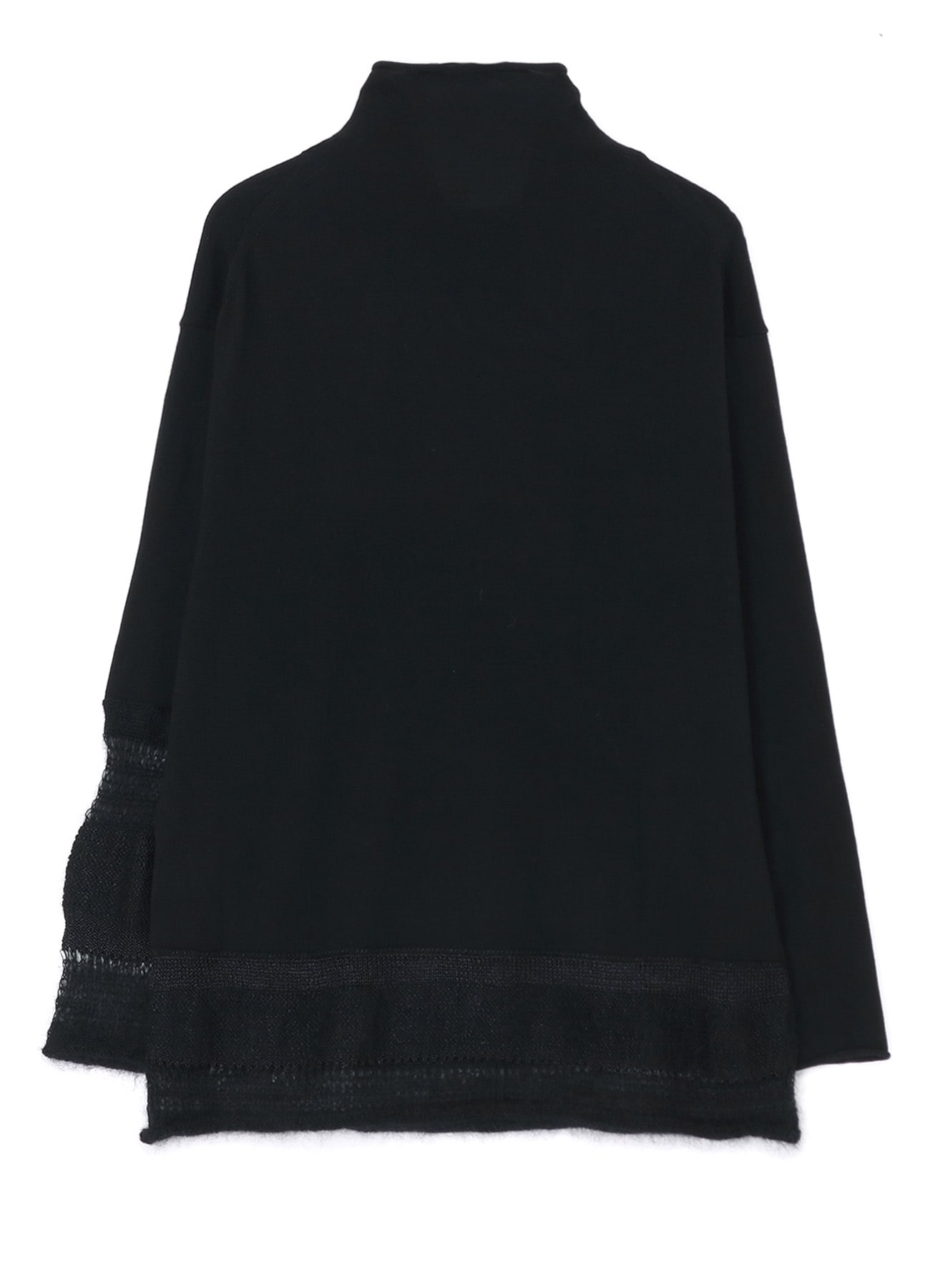 WOOL JERSEY OPENWORK DETAIL LOOSE TURTLENECK PULLOVER(S Black