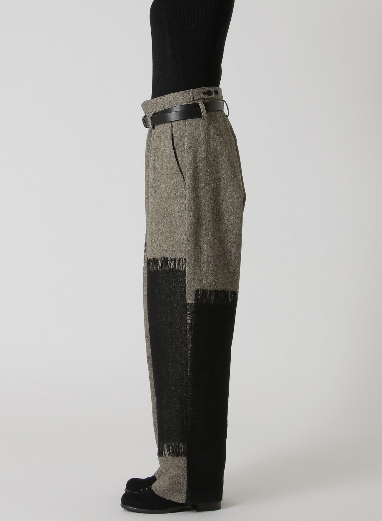 dark grey herringbone wool blend Garçon pants