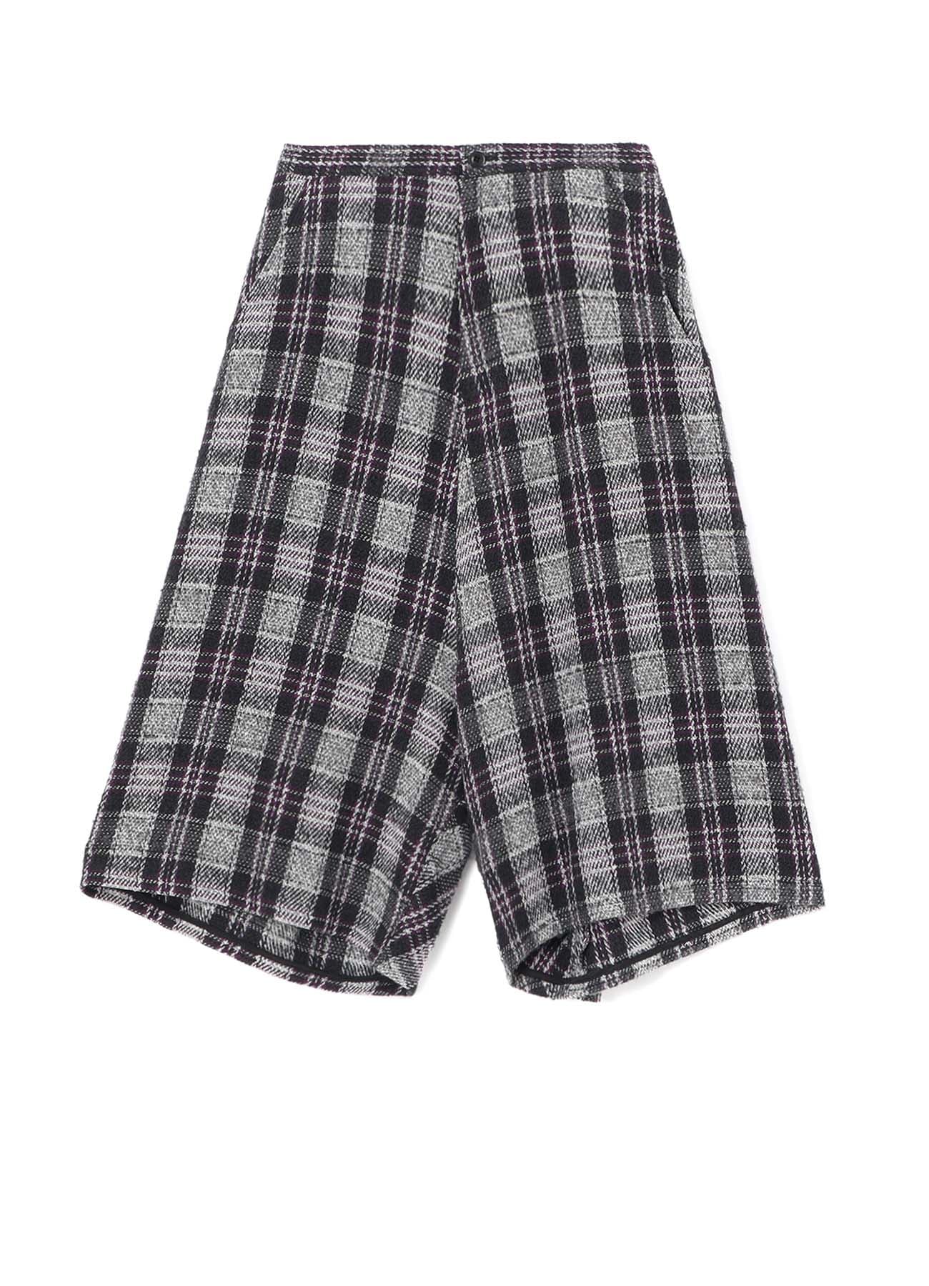 black and white plaid wool shorts