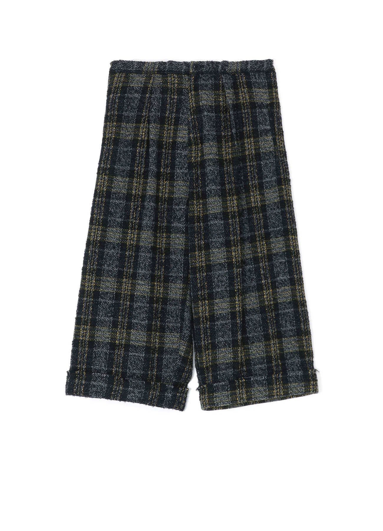 black and white plaid wool shorts